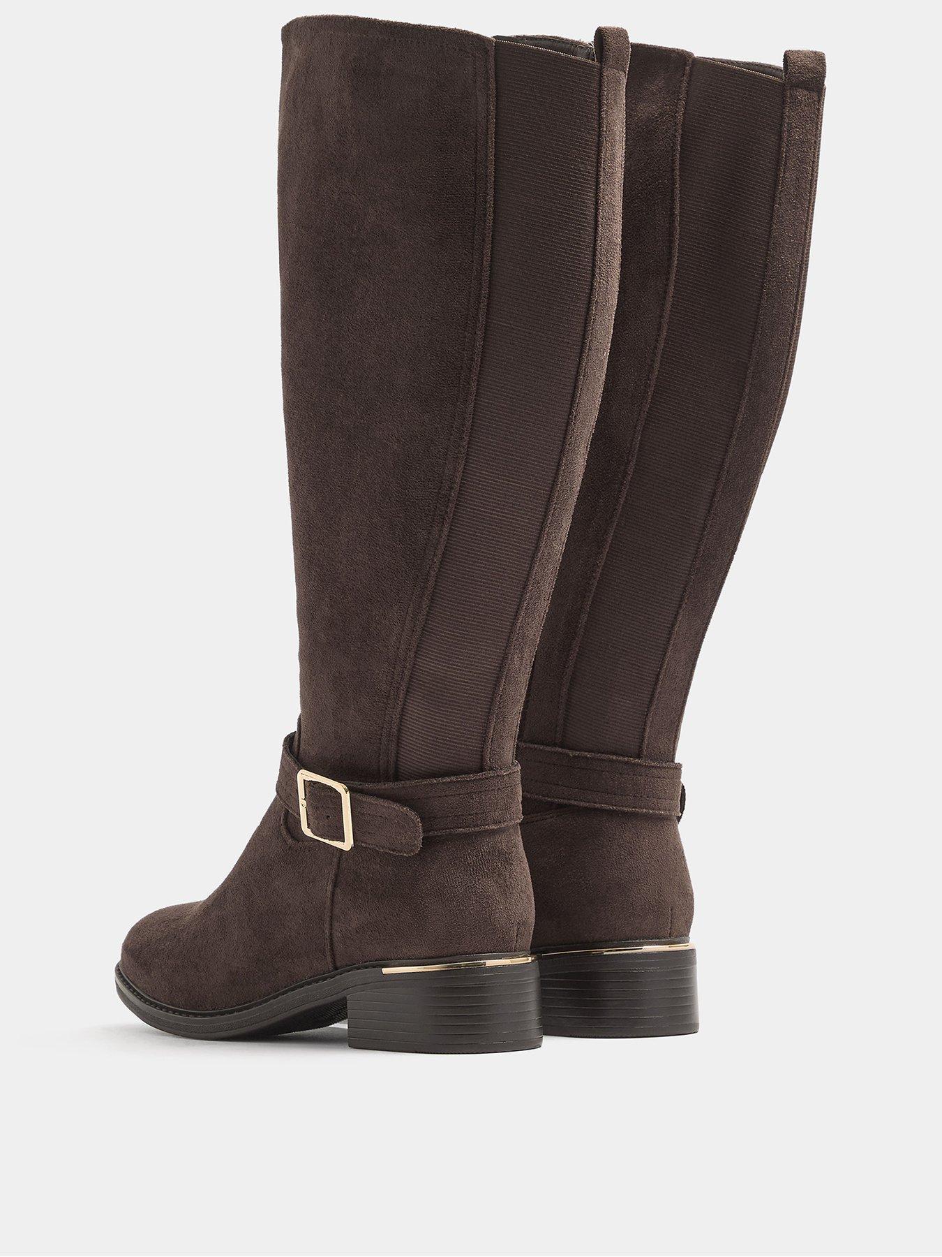 Image 3 of 4 of Yours Womens Extra Wide Fit Stitch Detail Riding Boots - Brown