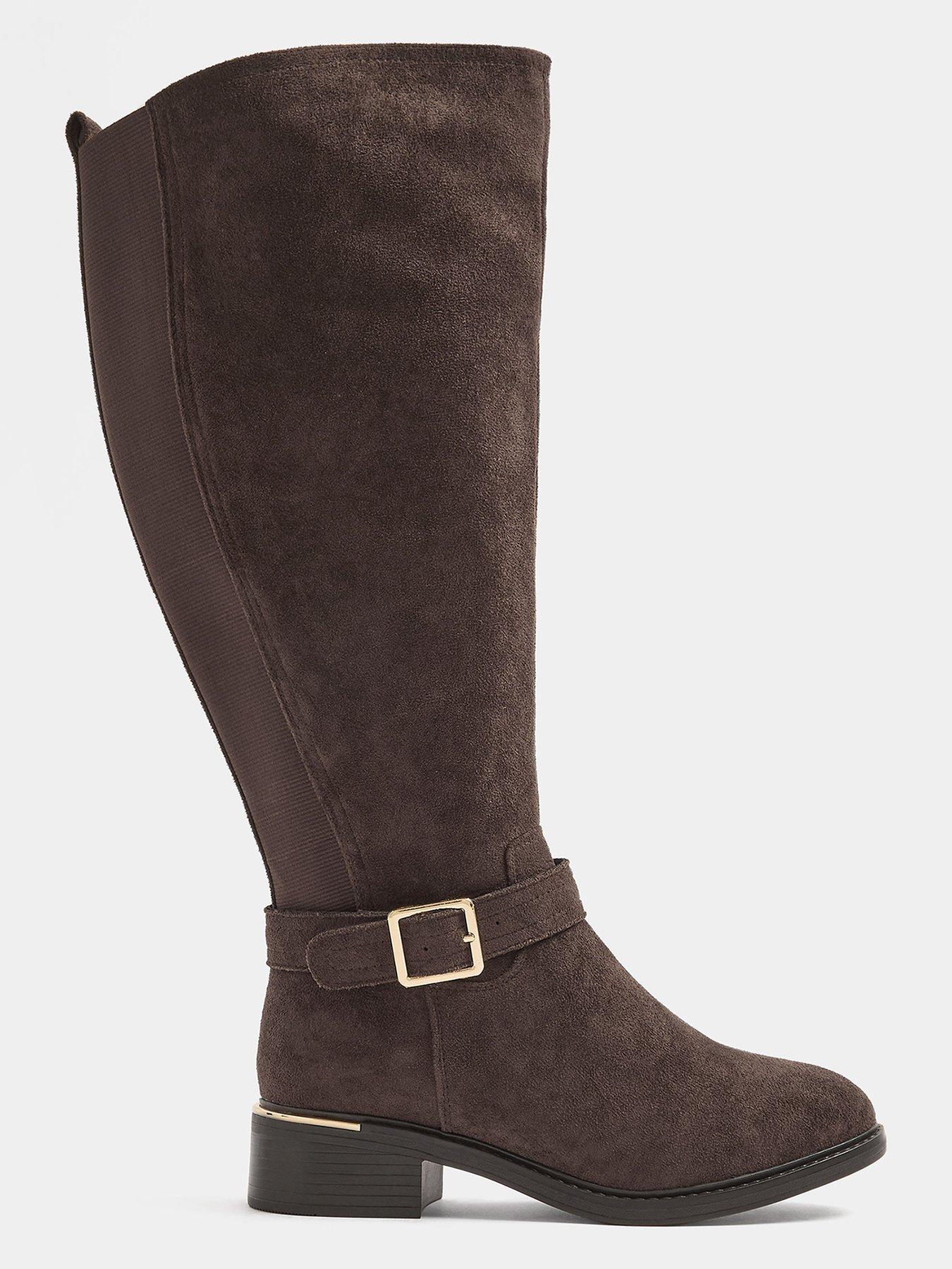 Image 4 of 4 of Yours Womens Extra Wide Fit Stitch Detail Riding Boots - Brown