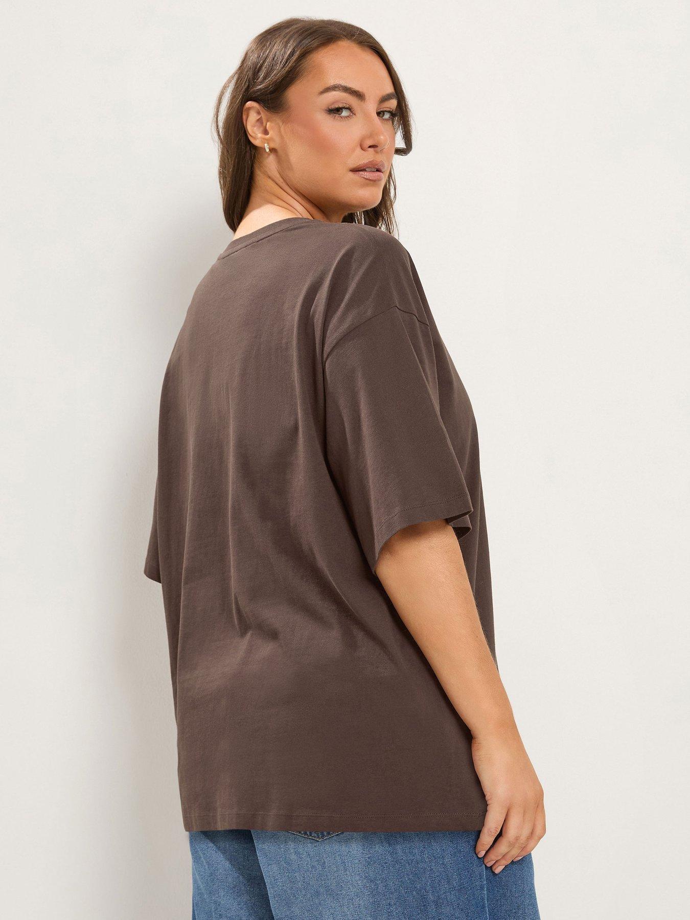 Image 2 of 4 of Yours Womens Curve Baubles Sequin Graphic Relaxed T-Shirt - Brown