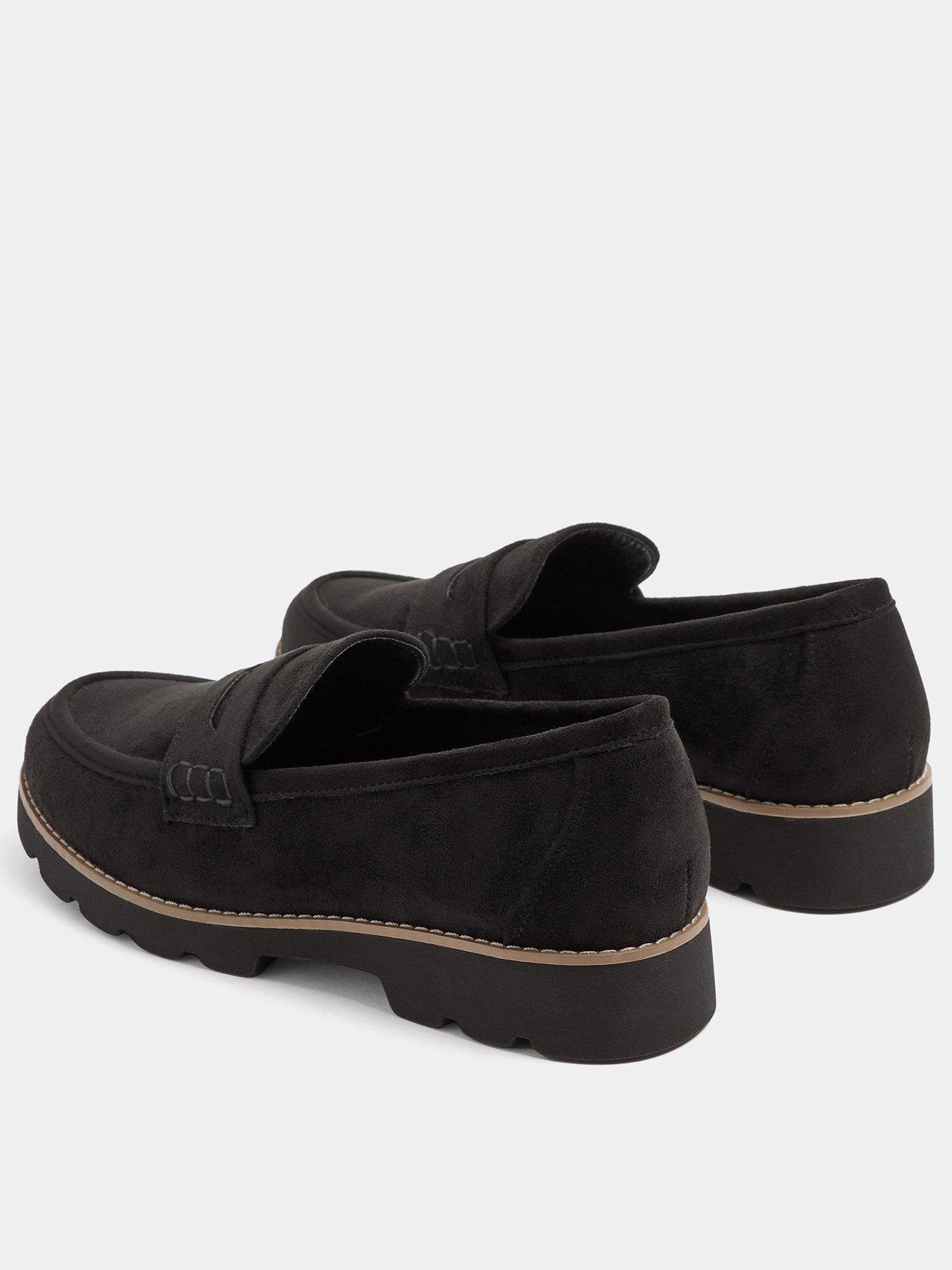 Image 3 of 4 of Yours Womens Extra Wide Fit Cleated Sole Slip-On Loafers - Black