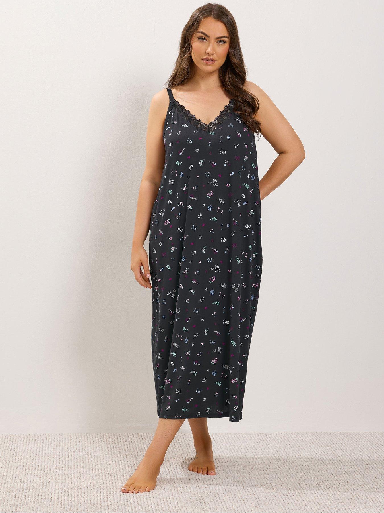 Image 1 of 4 of Yours Curve Soft Touch Ditsy Midaxi Chemise