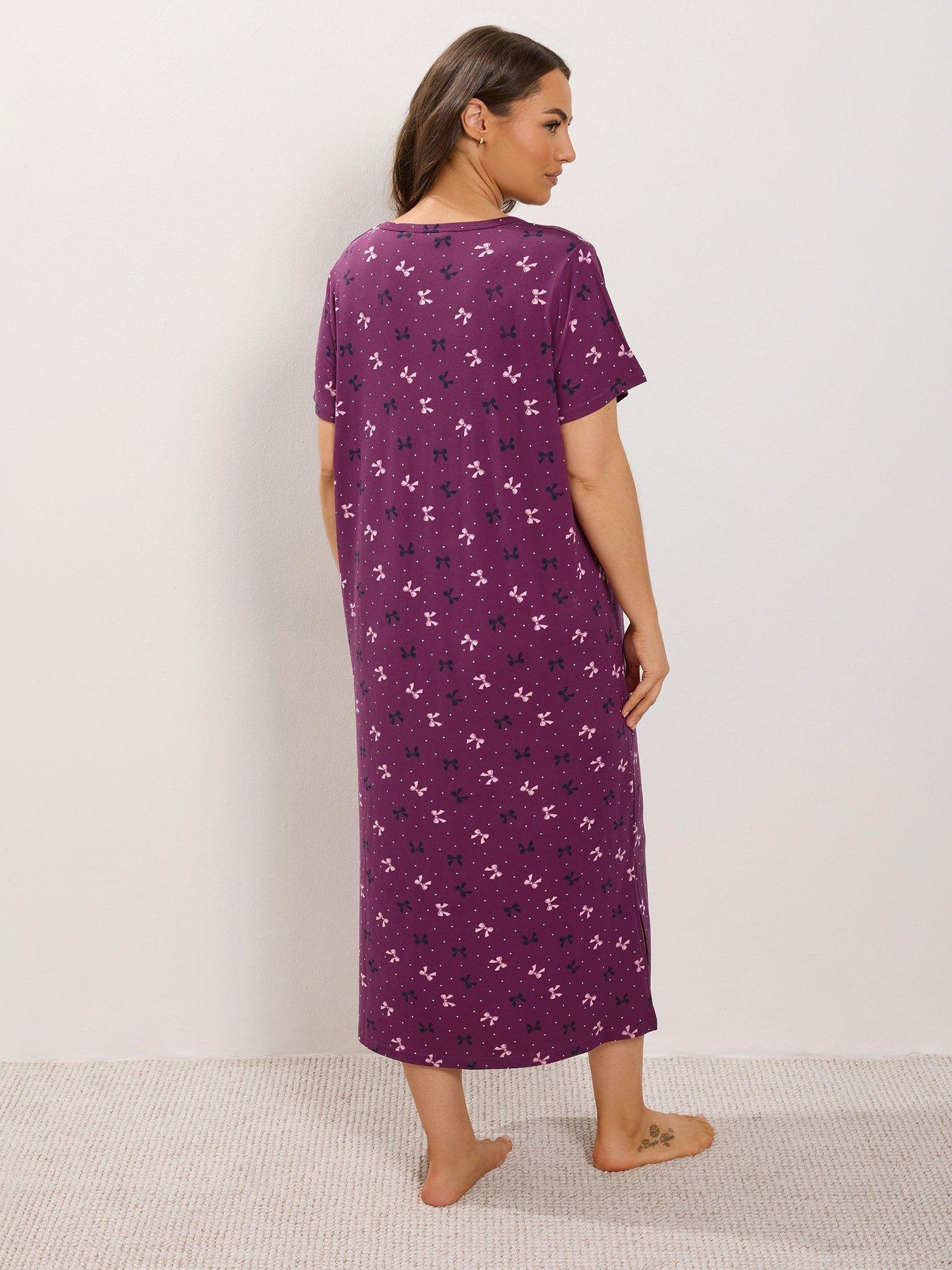 Image 2 of 4 of Yours Womens Plus Size Curve 2 Pack Soft Touch Midaxi Nightdresses - Multi