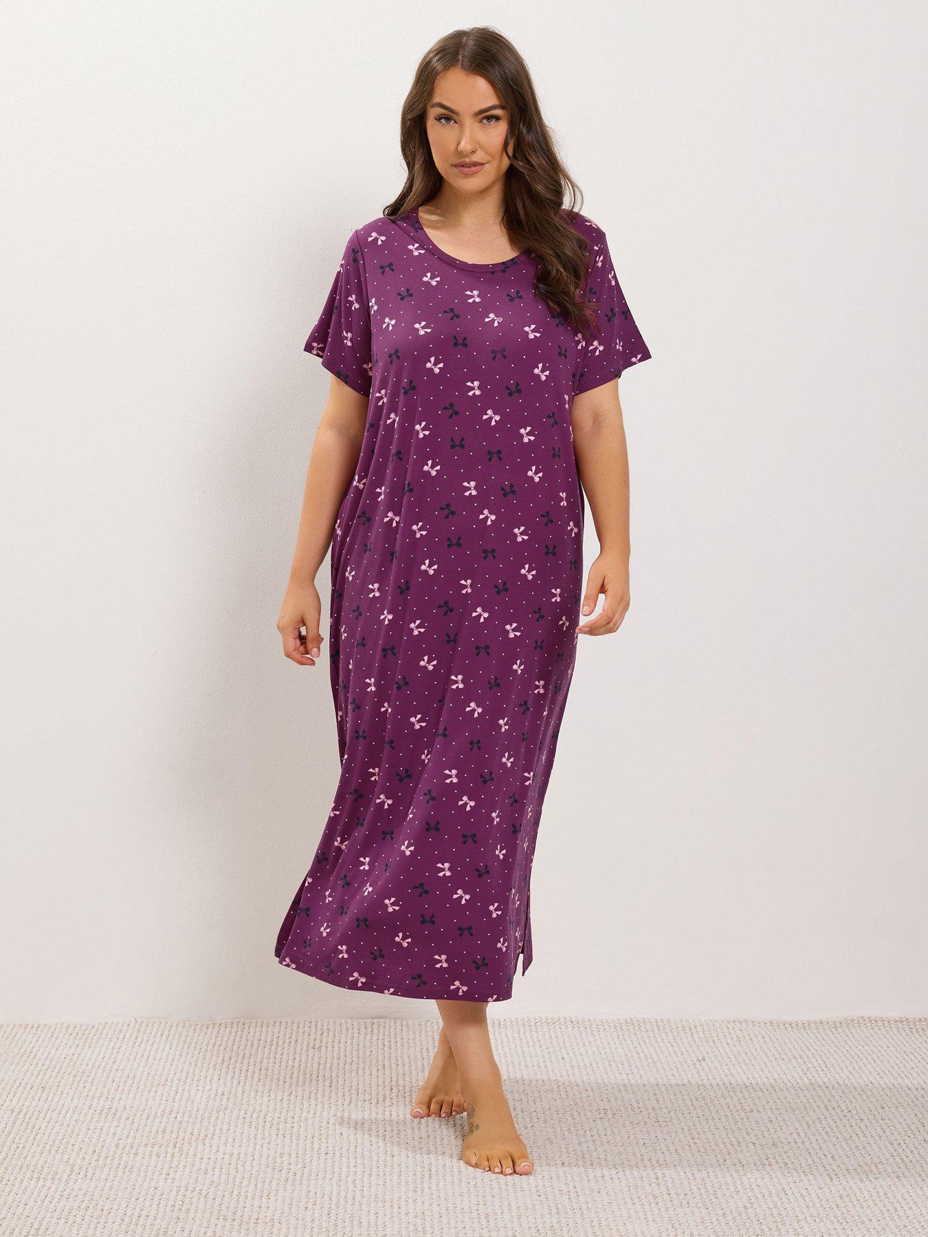 Image 3 of 4 of Yours Womens Plus Size Curve 2 Pack Soft Touch Midaxi Nightdresses - Multi