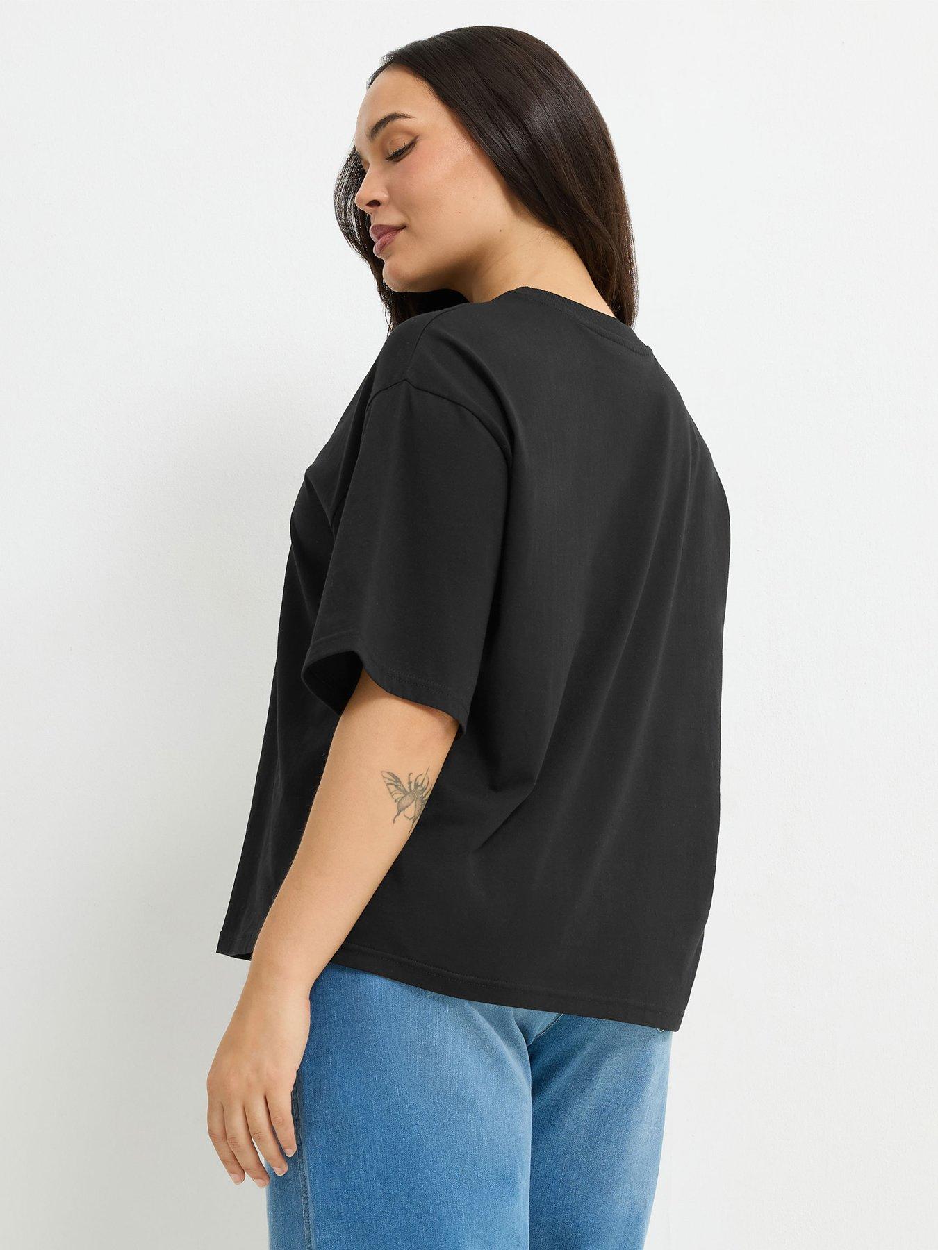Image 2 of 4 of Yours Womens Curve Pigs In Blanket Christmas T-Shirt - Black
