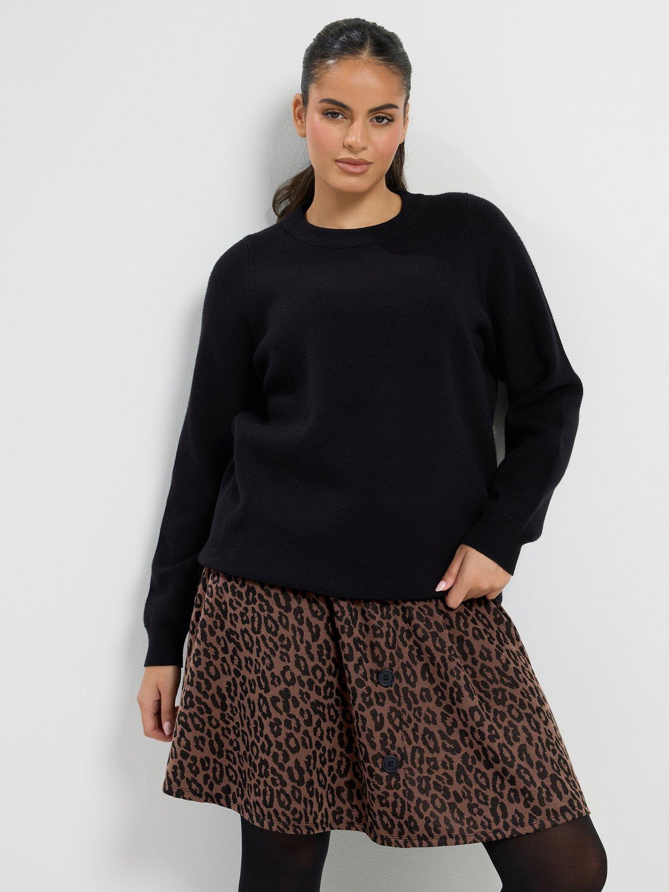 Image 1 of 4 of Yours Curve Button Jacquard Skirt