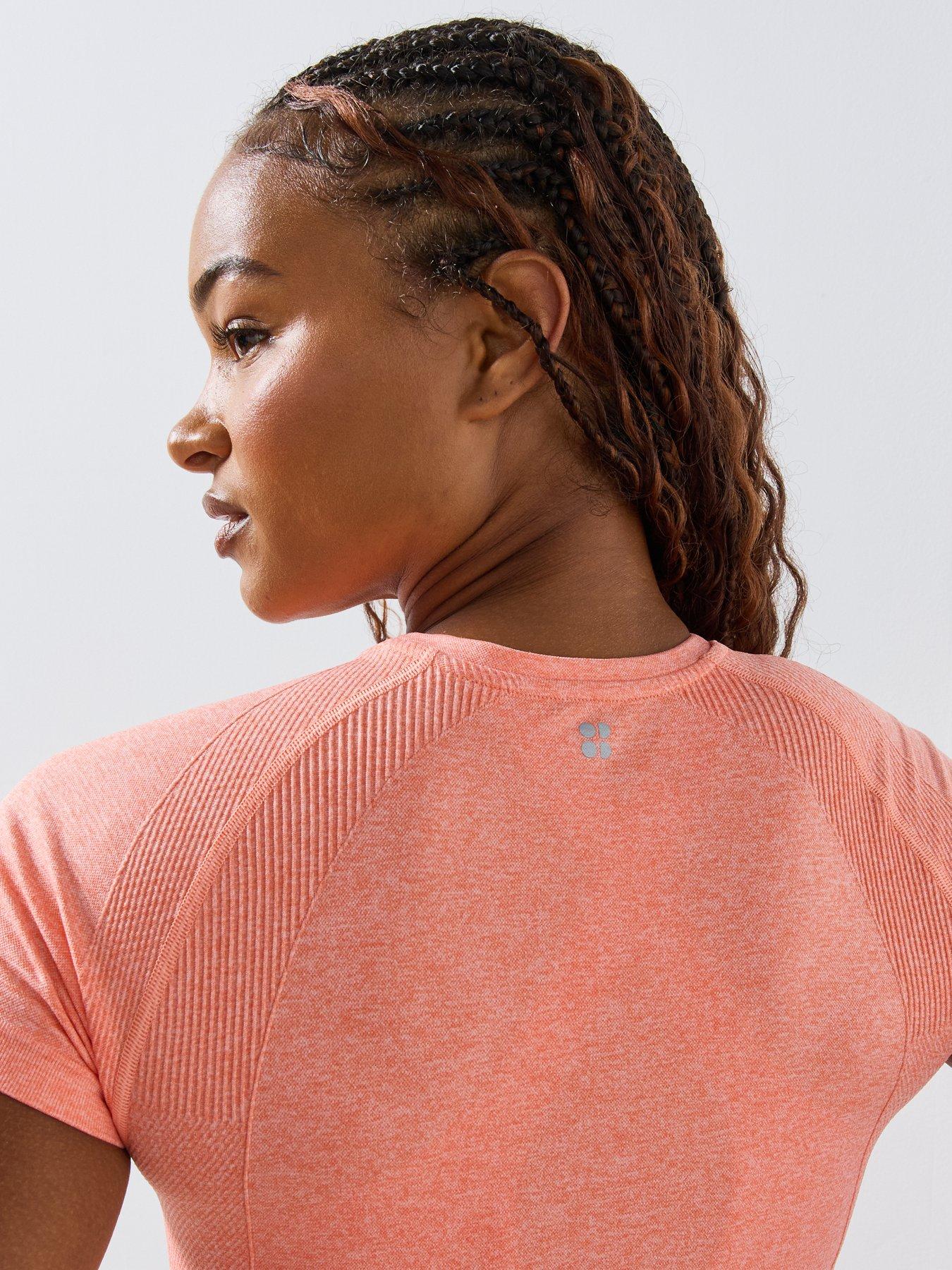 Image 4 of 6 of Sweaty Betty Womens Training Athlete Seamless Stretch Workout T-Shirt - Orange