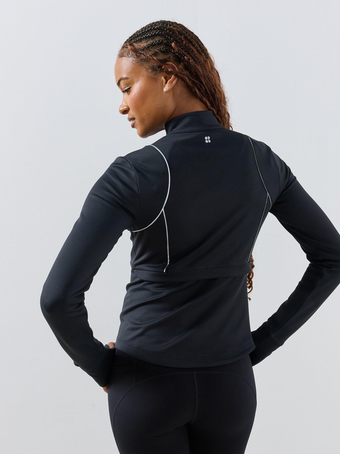 Image 2 of 6 of Sweaty Betty Womens Therma Run Reflective Full Zip Up Jacket - Black