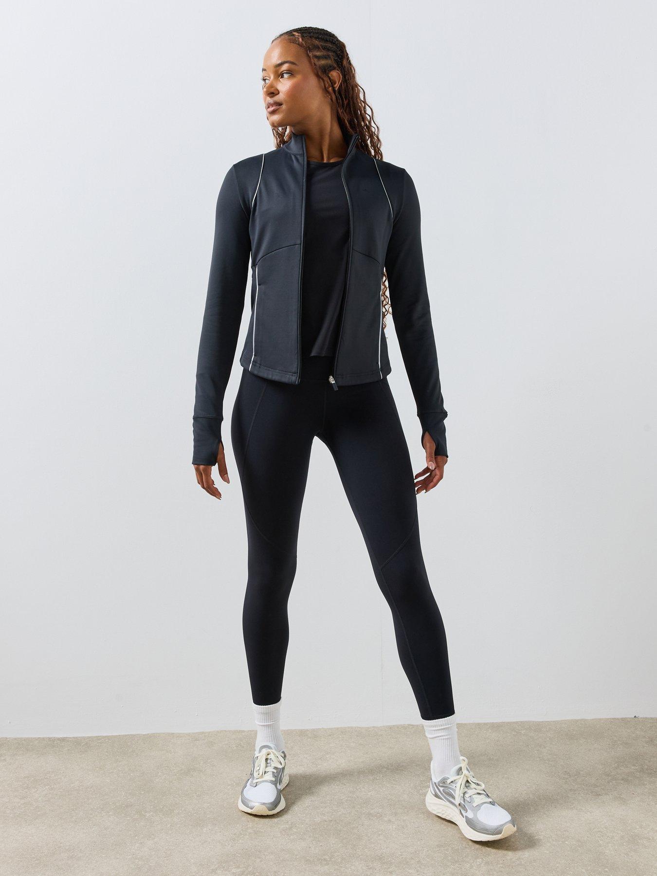 Image 3 of 6 of Sweaty Betty Womens Therma Run Reflective Full Zip Up Jacket - Black