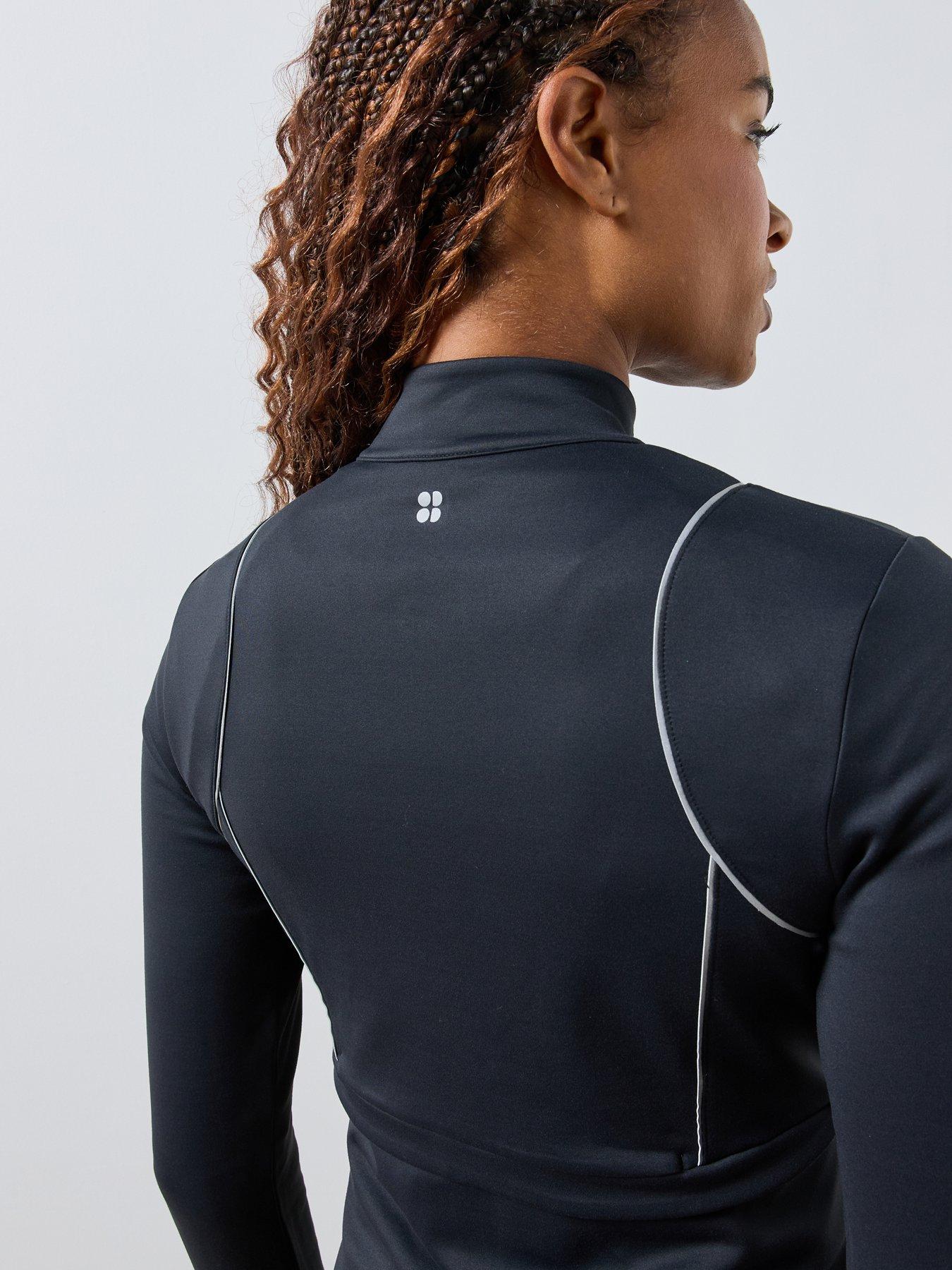 Image 4 of 6 of Sweaty Betty Womens Therma Run Reflective Full Zip Up Jacket - Black
