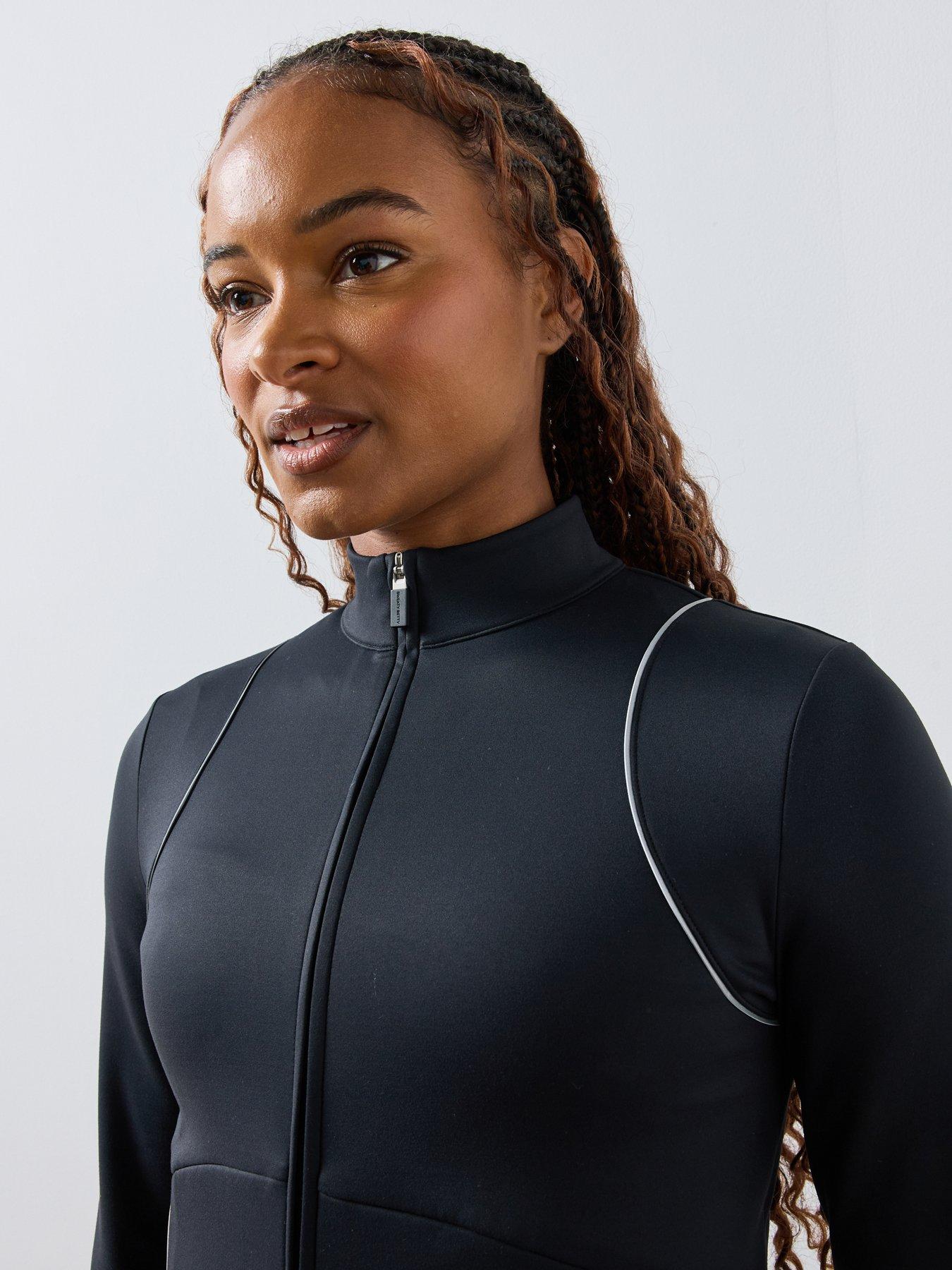 Image 5 of 6 of Sweaty Betty Womens Therma Run Reflective Full Zip Up Jacket - Black