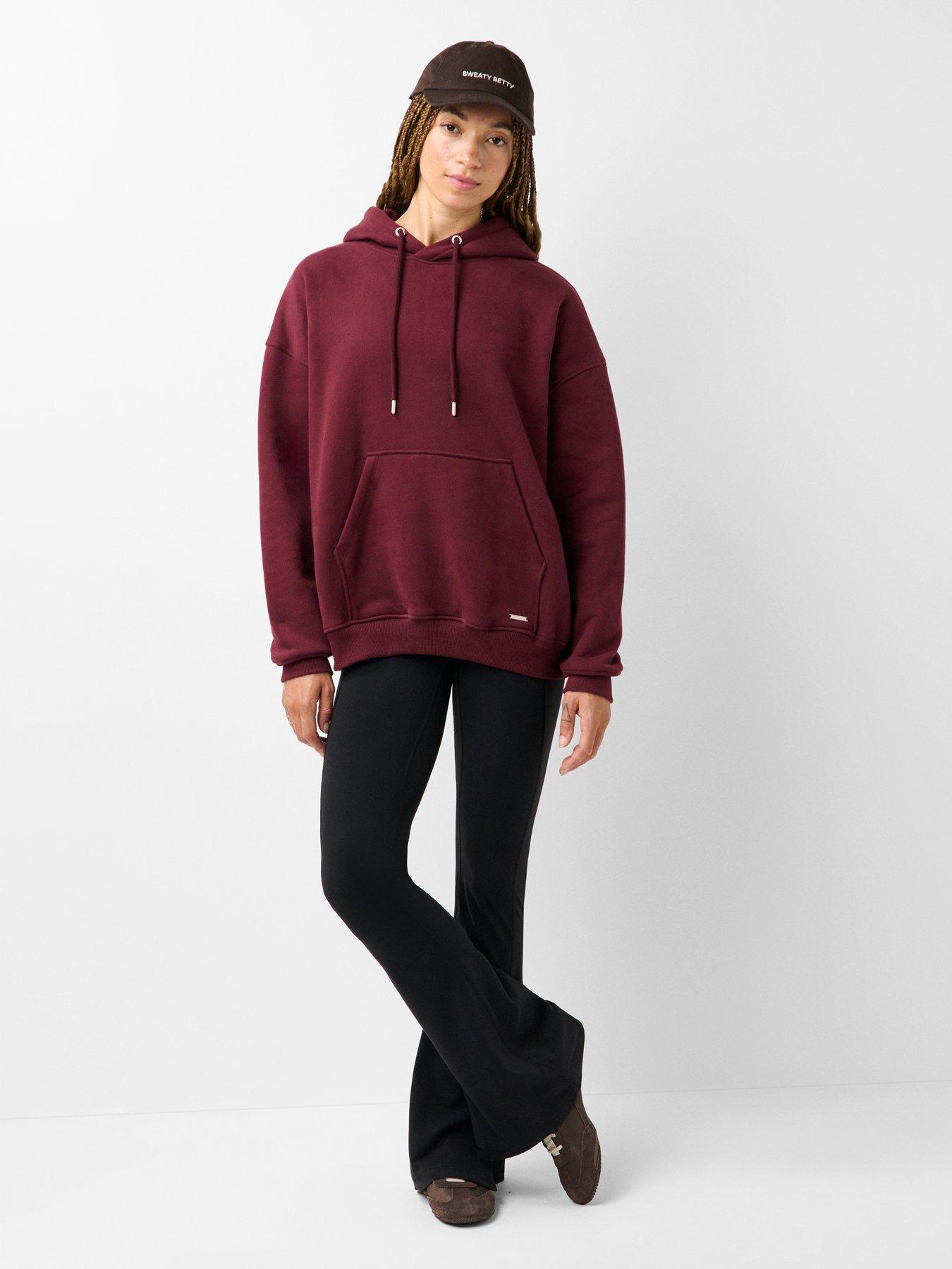 Image 3 of 5 of Sweaty Betty Womens Premium Brushed Drawcord Hood Kangaroo Pocket Hoodie - Red