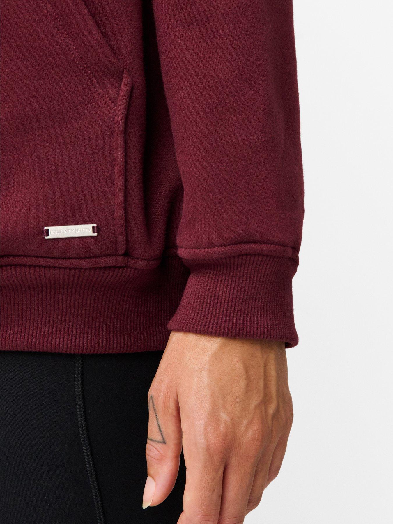 Image 5 of 5 of Sweaty Betty Womens Premium Brushed Drawcord Hood Kangaroo Pocket Hoodie - Red