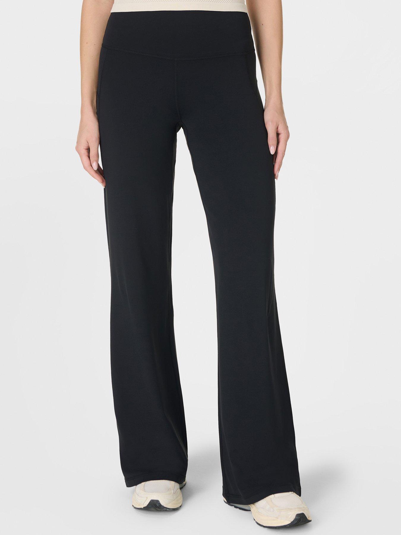 Image 1 of 4 of Sweaty Betty Womens All Day Ultra-Soft High-Rise Wide Leg 30-Inch Trousers - Black