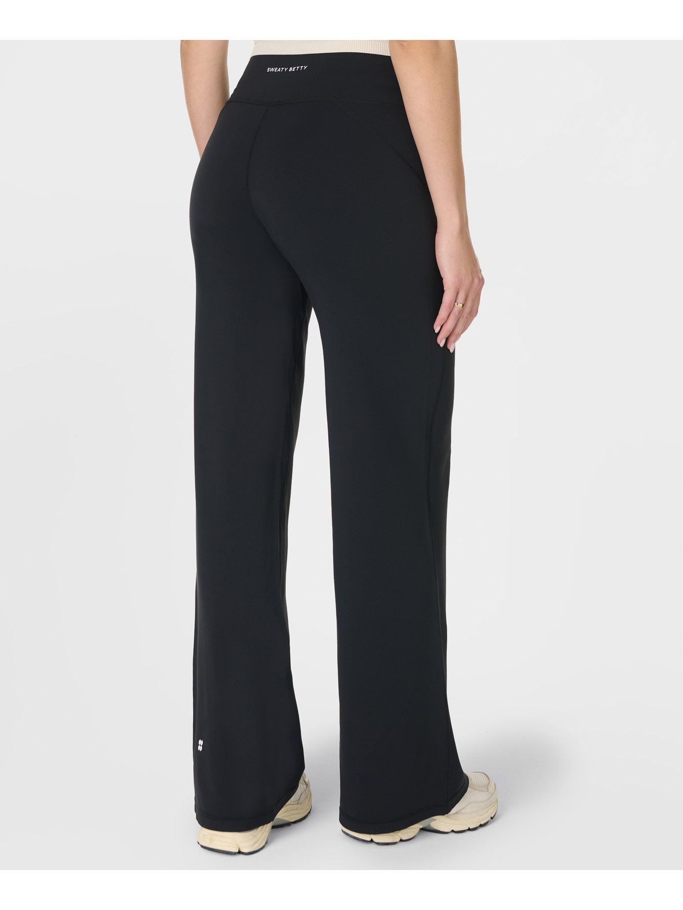Image 2 of 4 of Sweaty Betty Womens All Day Ultra-Soft High-Rise Wide Leg 30-Inch Trousers - Black