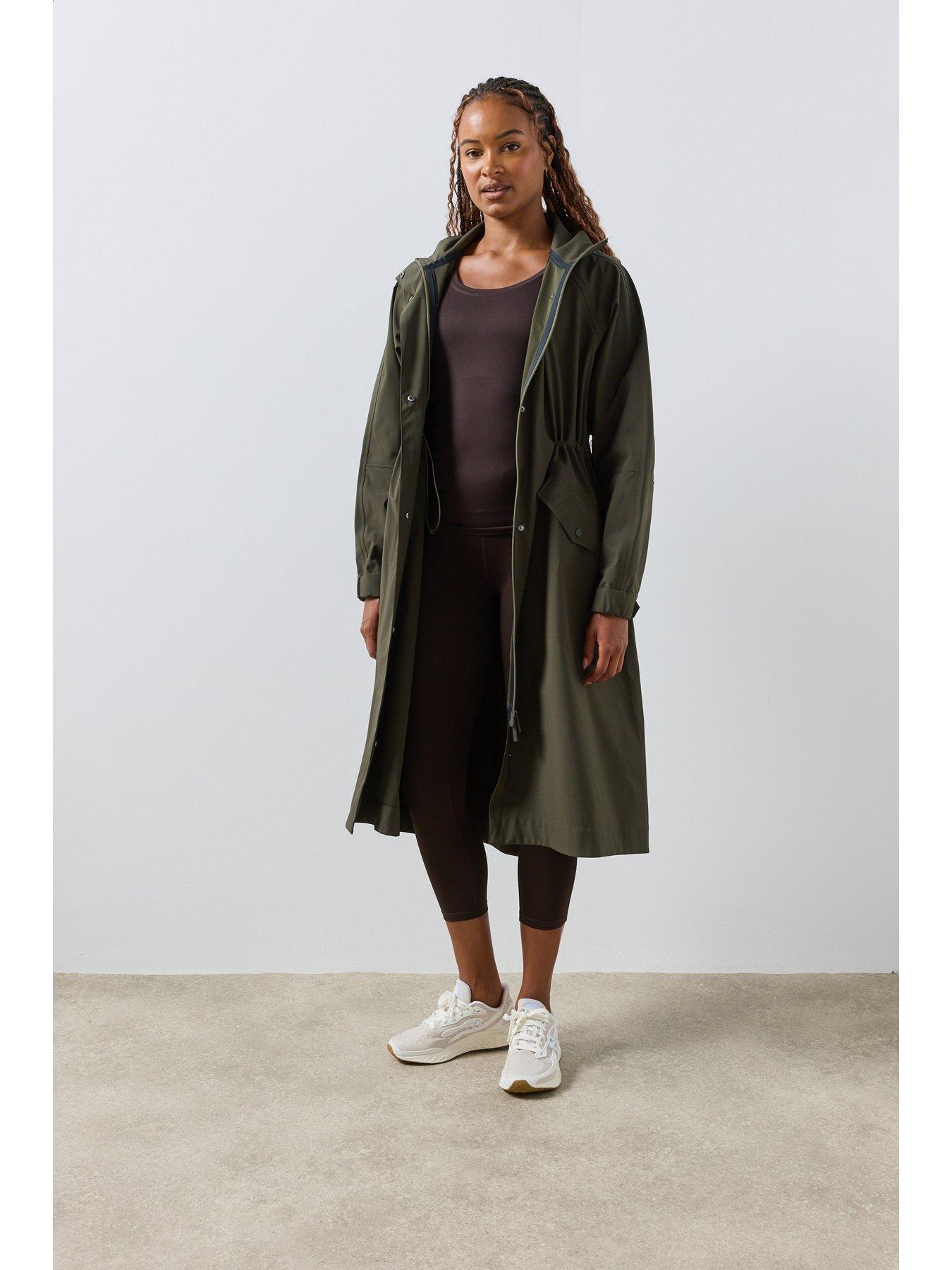 Image 1 of 6 of Sweaty Betty Womens Motion Waterproof Longline Parka - Green
