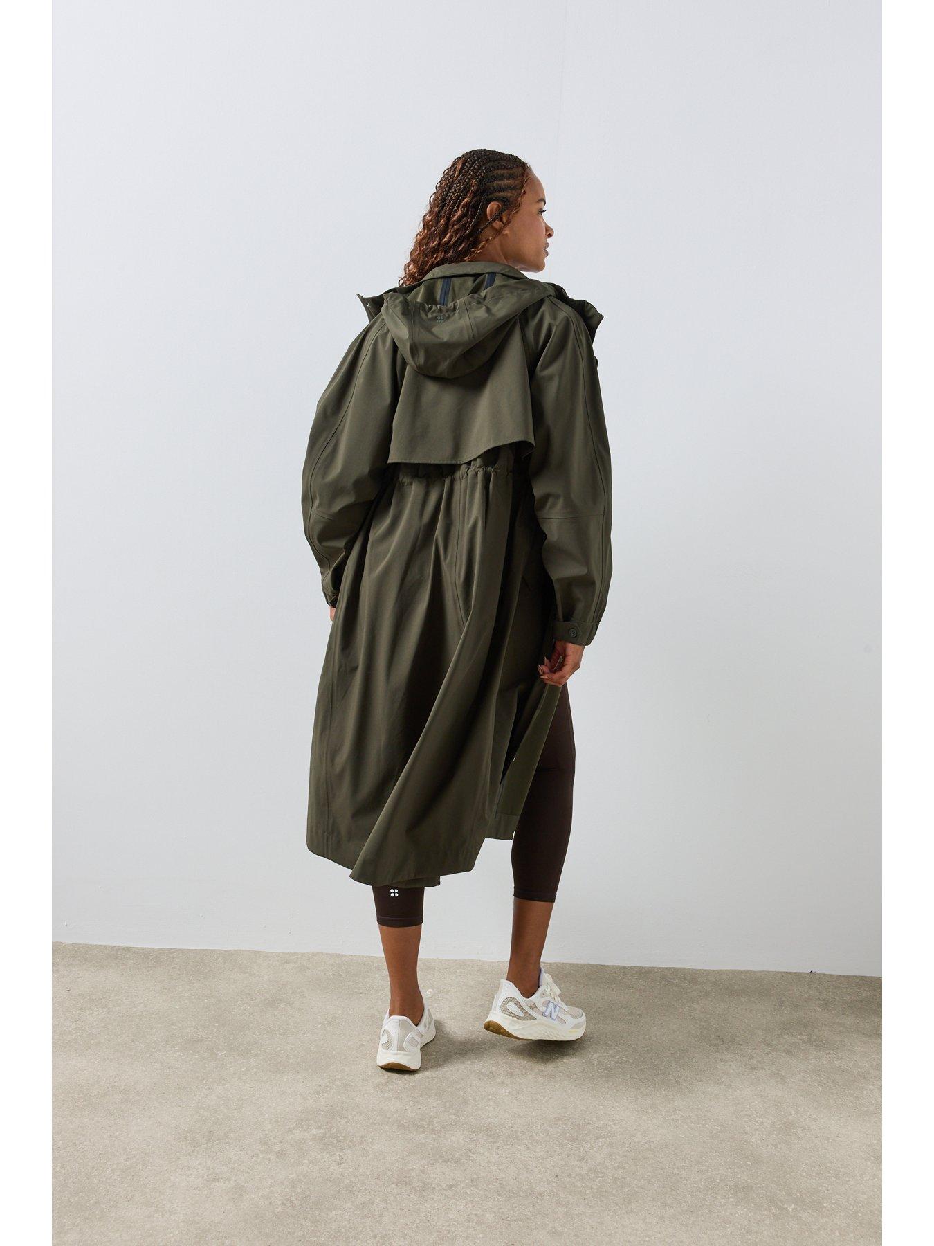 Image 6 of 6 of Sweaty Betty Womens Motion Waterproof Longline Parka - Green