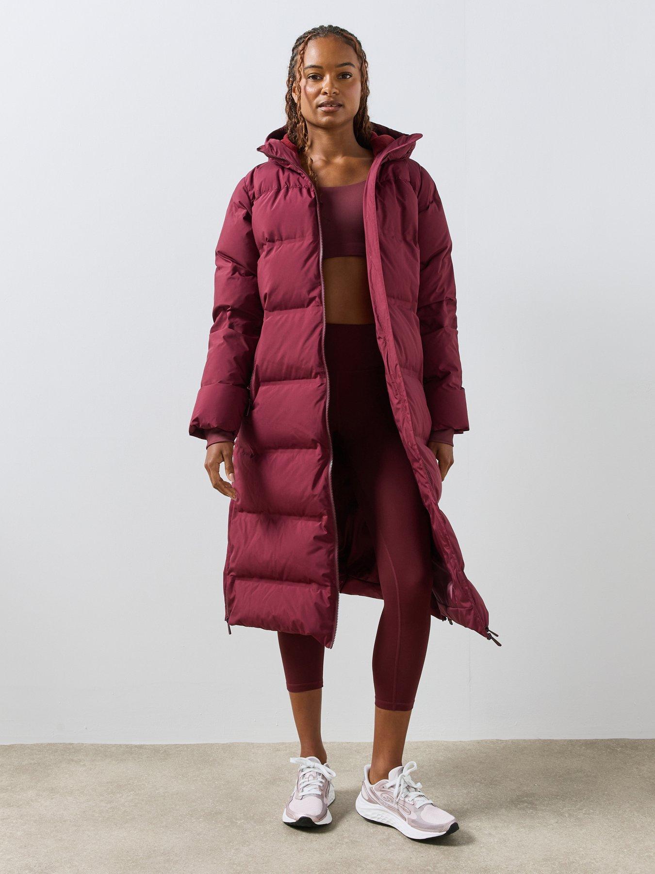 Image 1 of 6 of Sweaty Betty Womens Nimbus Longline Waterproof Hooded Puffer Jacket - Red