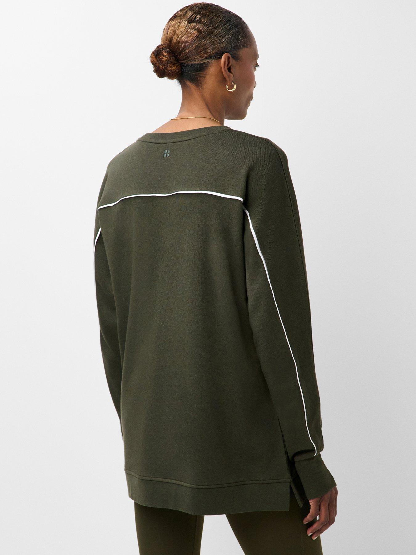 Image 2 of 6 of Sweaty Betty Womens After Class Yoke Longline Sweatshirt - Green