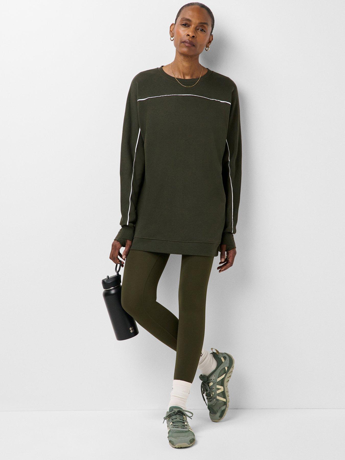 Image 3 of 6 of Sweaty Betty Womens After Class Yoke Longline Sweatshirt - Green