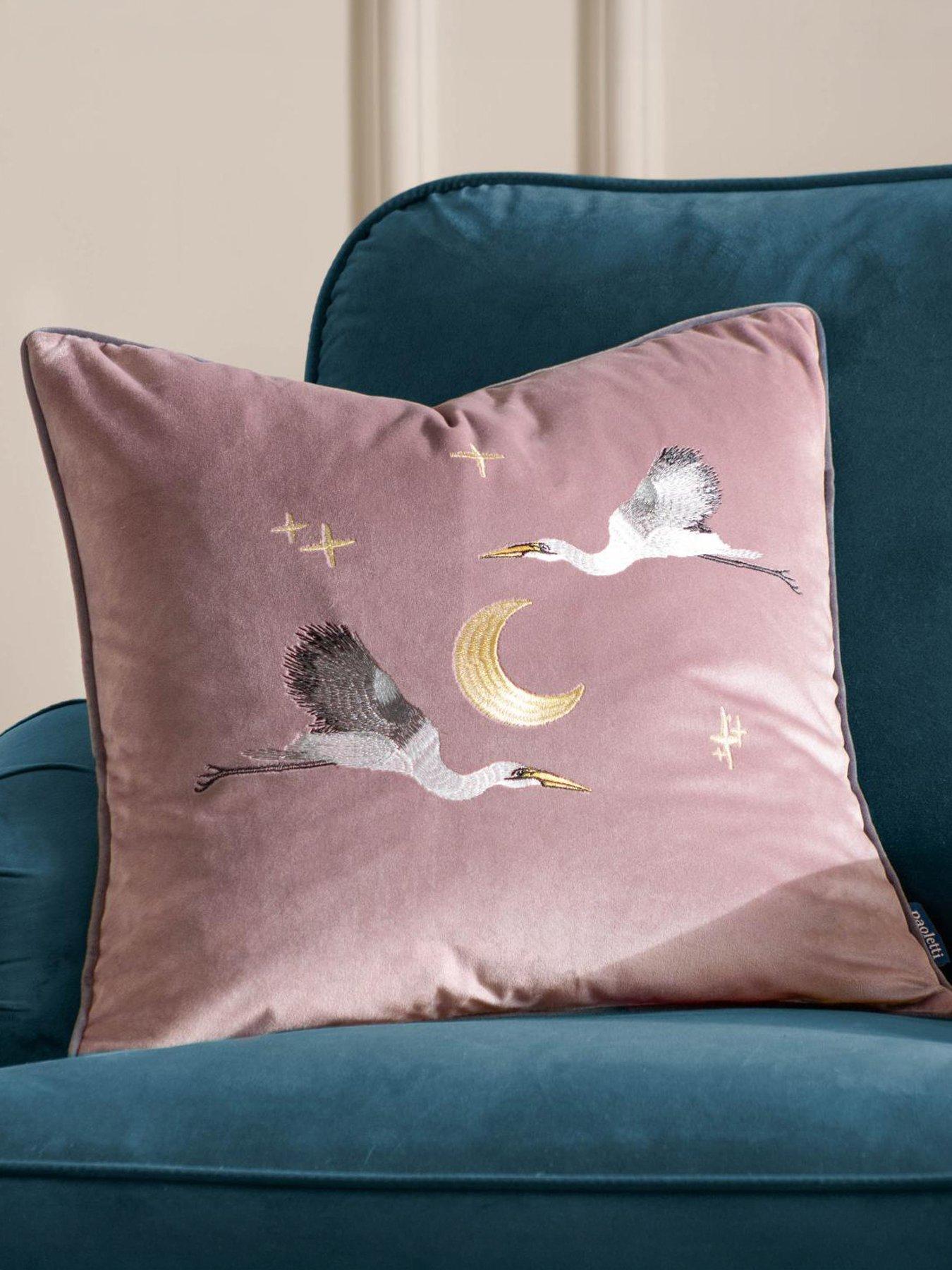 Image 1 of 5 of Paoletti Moonlit Flight 45x45 Polyester Cushion Dusty Pink