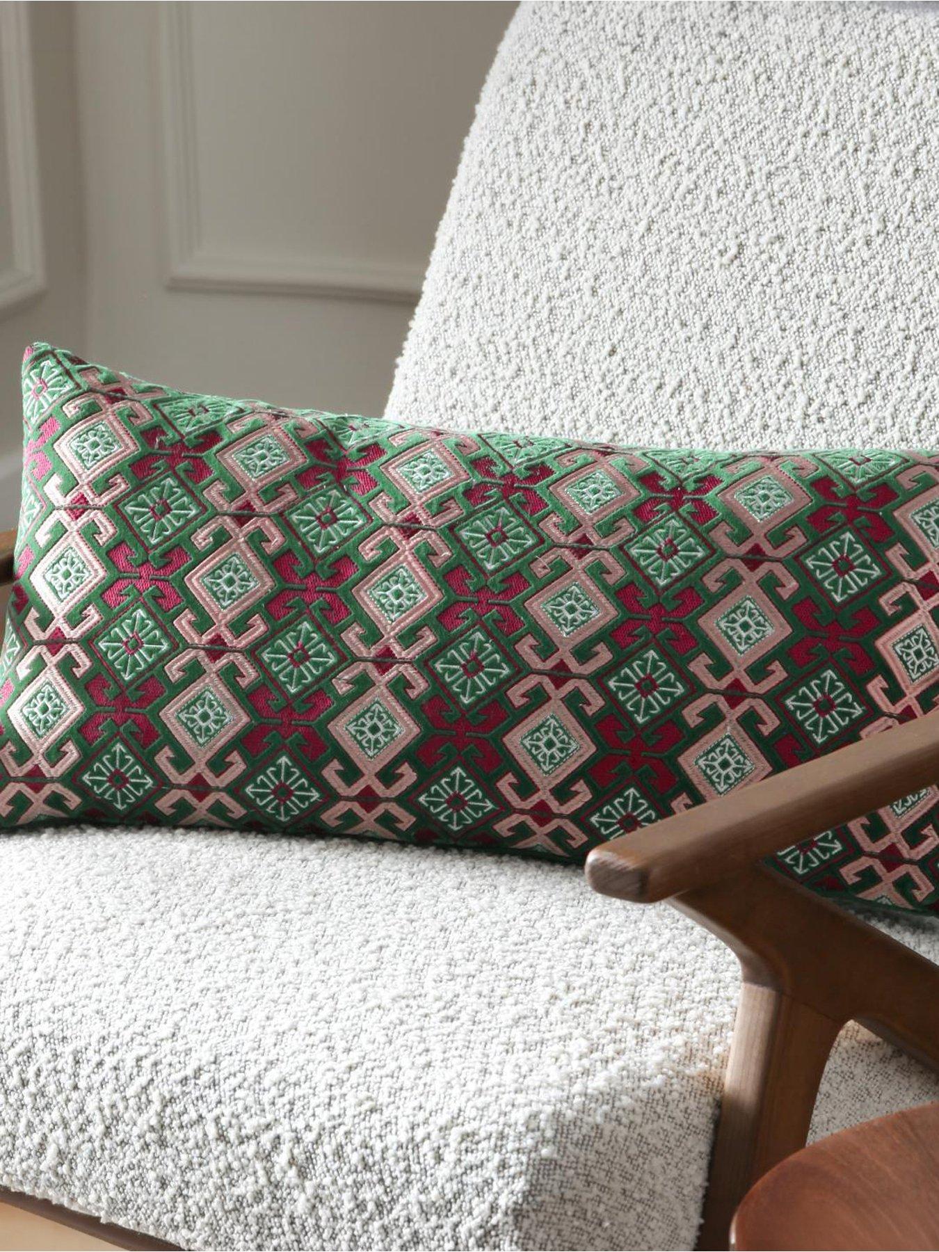 Image 1 of 6 of Paoletti Laurel 30x60 Polyester Cushion Cerise/jade