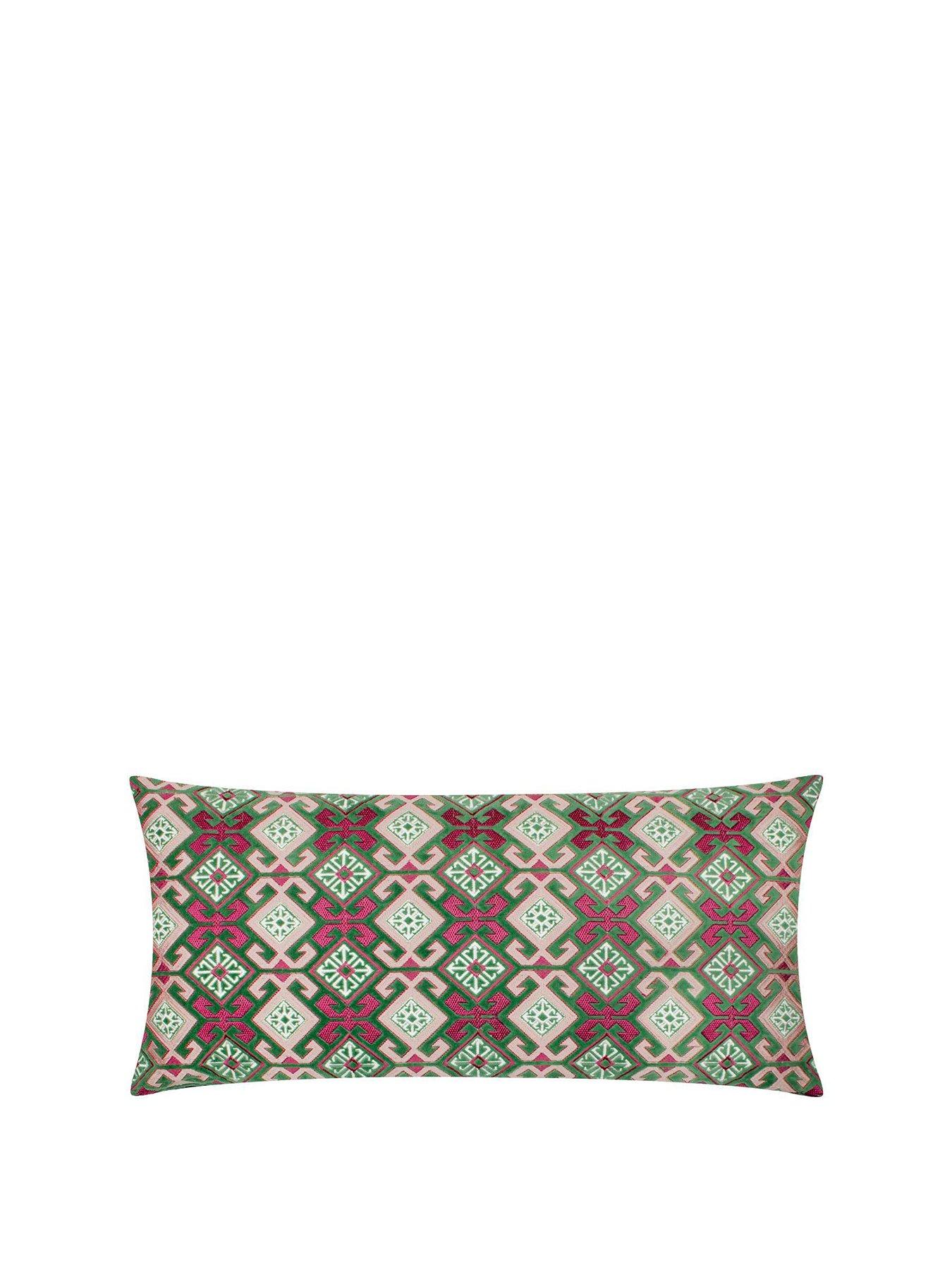 Image 2 of 6 of Paoletti Laurel 30x60 Polyester Cushion Cerise/jade