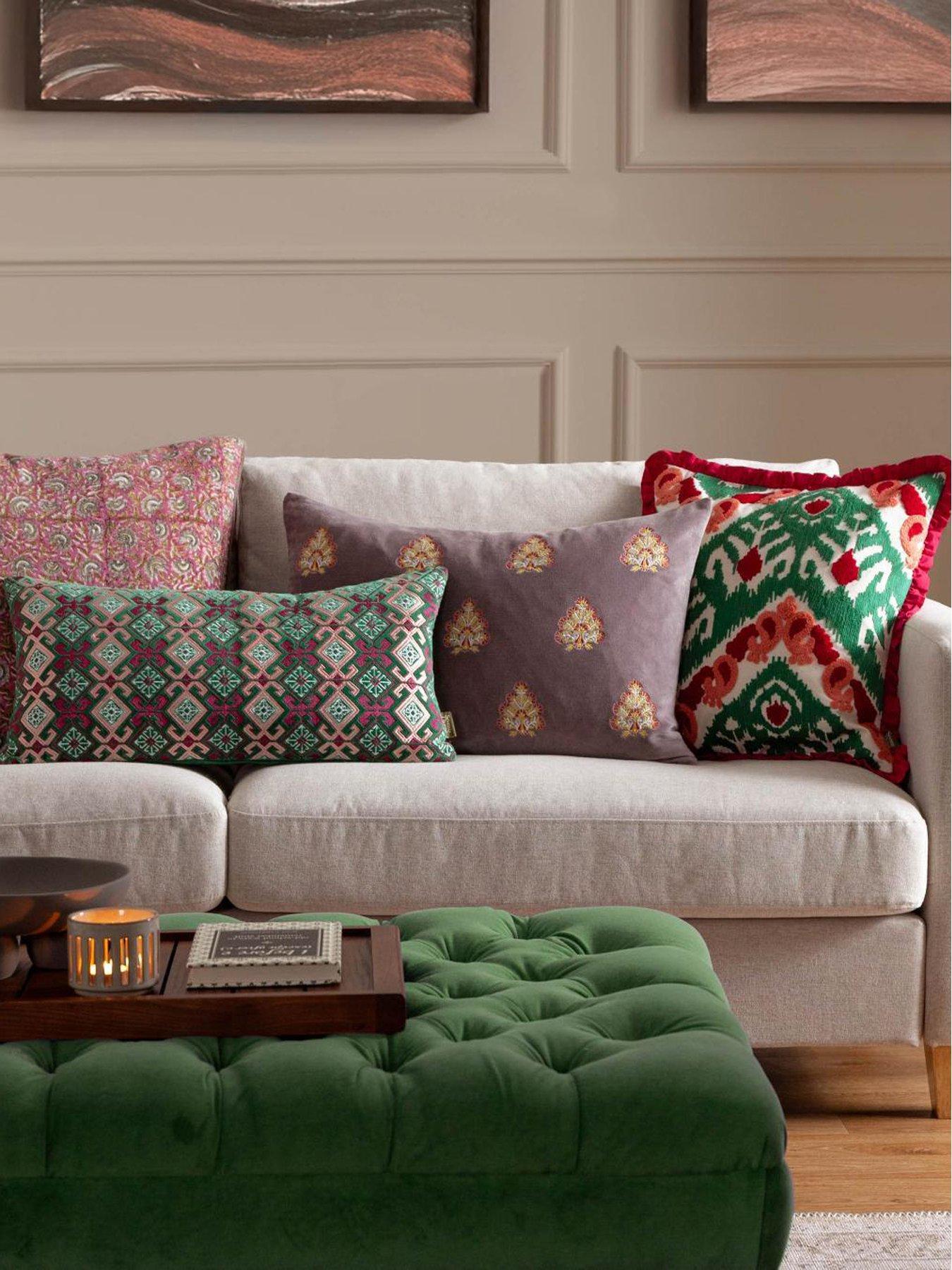 Image 6 of 6 of Paoletti Laurel 30x60 Polyester Cushion Cerise/jade