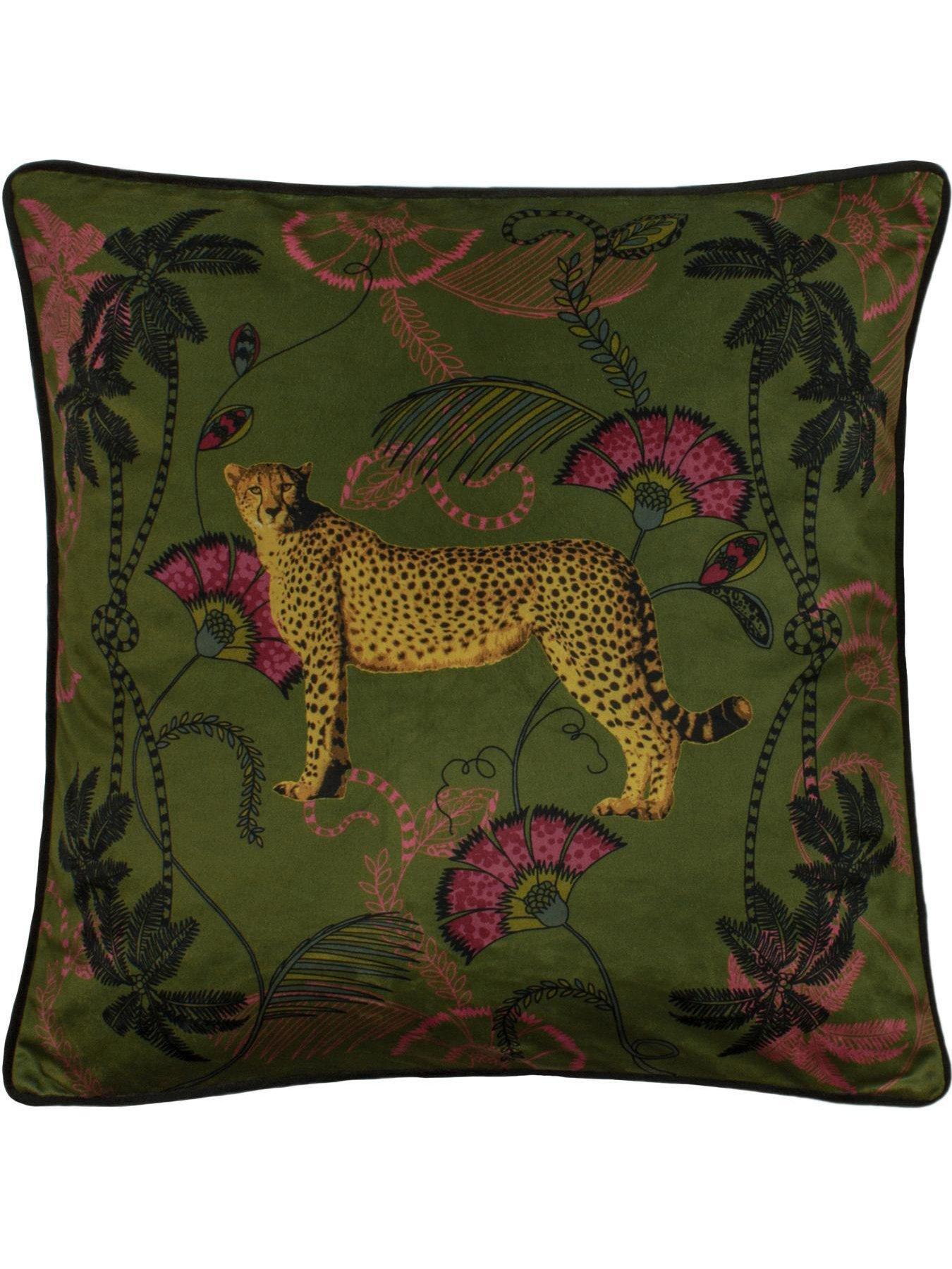 Image 1 of 4 of Paoletti Tropica Cheetah 45x45 Polyester Cushion Khaki