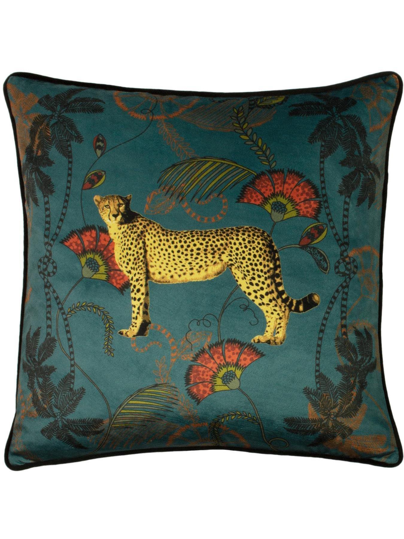 Image 1 of 4 of Paoletti Tropica Cheetah 45x45 Polyester Cushion Teal