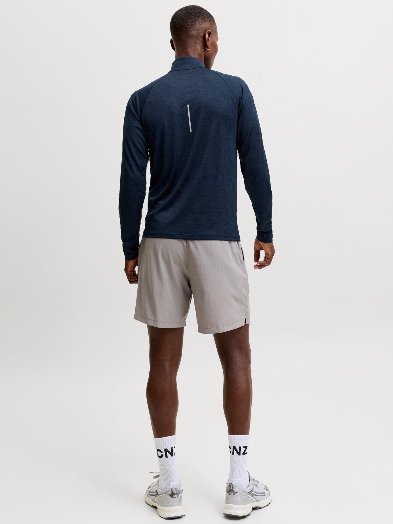Image 2 of 6 of Jack & Jones Mens Flux Melange Quarter Zip High Neck Sweatshirt - Navy