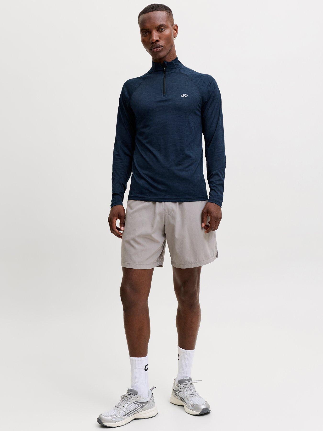 Image 3 of 6 of Jack & Jones Mens Flux Melange Quarter Zip High Neck Sweatshirt - Navy