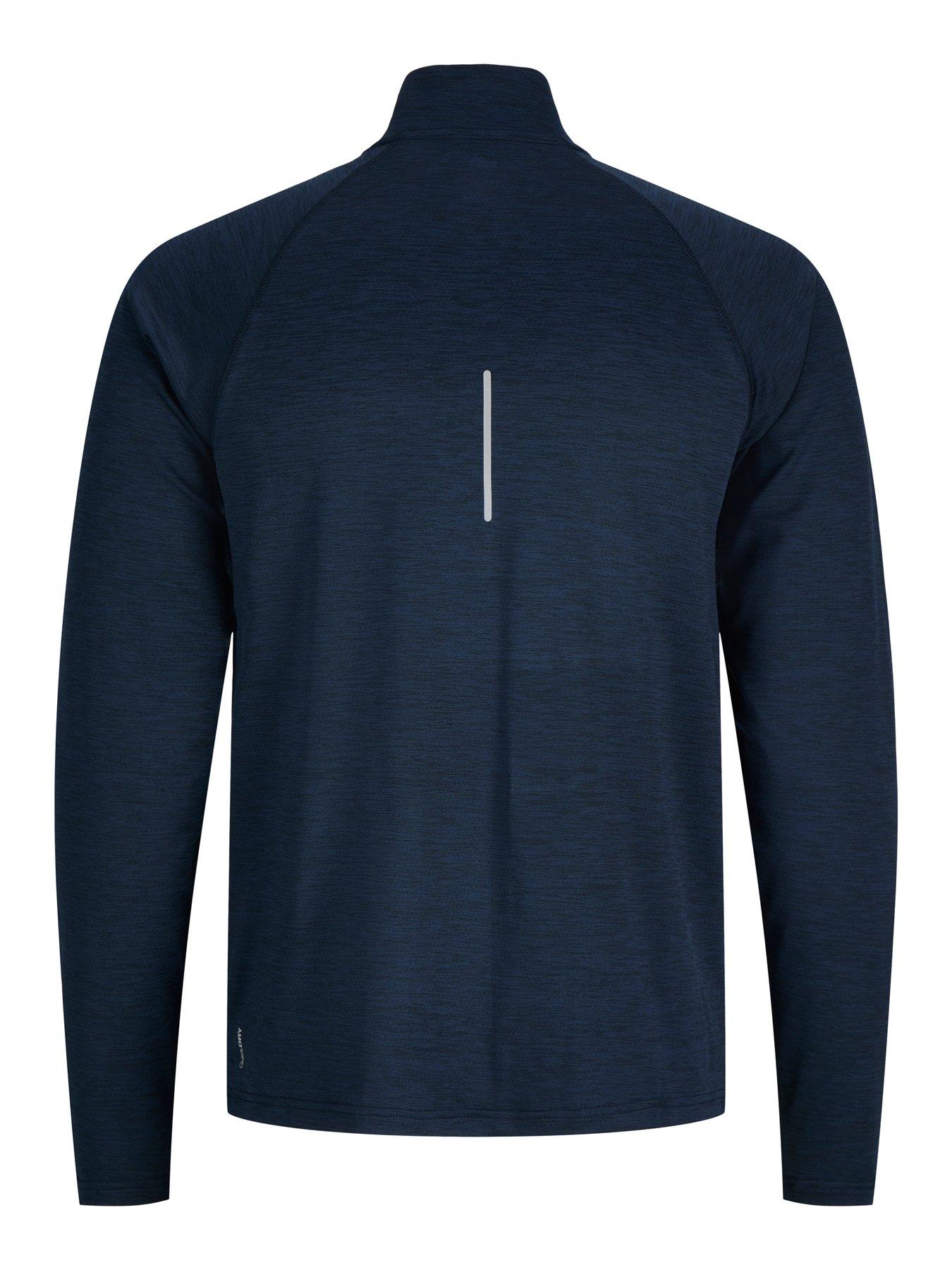 Image 5 of 6 of Jack & Jones Mens Flux Melange Quarter Zip High Neck Sweatshirt - Navy