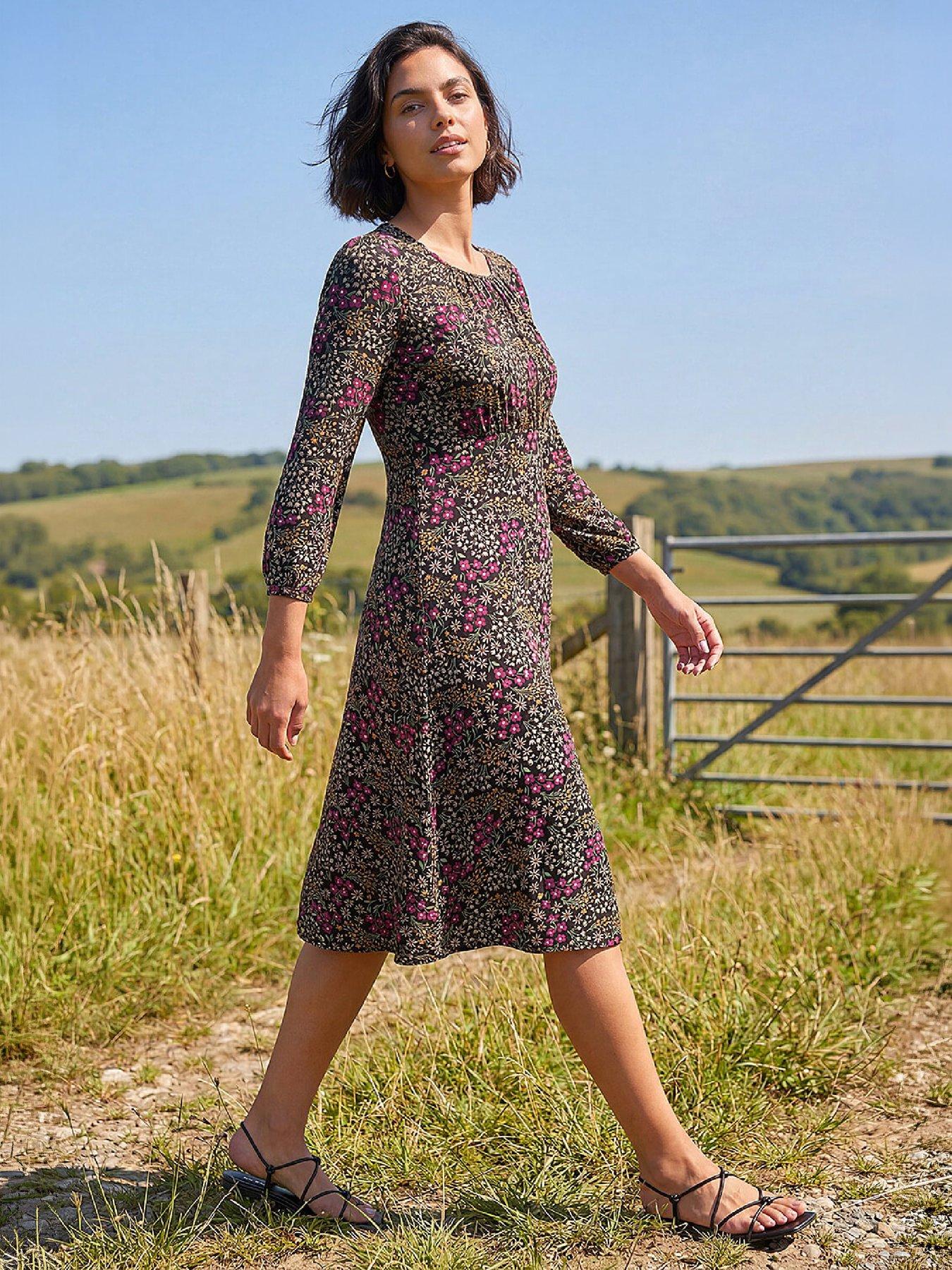 Image 4 of 4 of Roman Womens Square Neck Ditsy Dress - Black