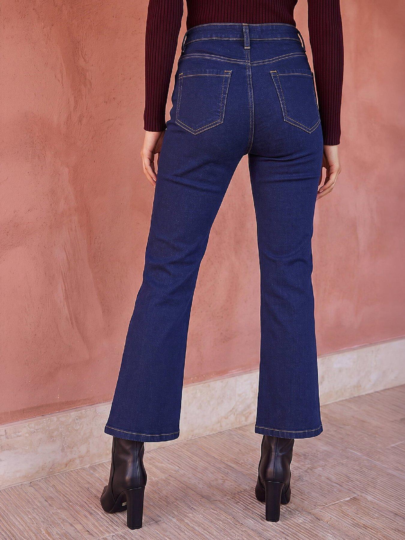 Image 3 of 4 of Roman Womens Kick Flare Patch Pocket Trousers - Blue