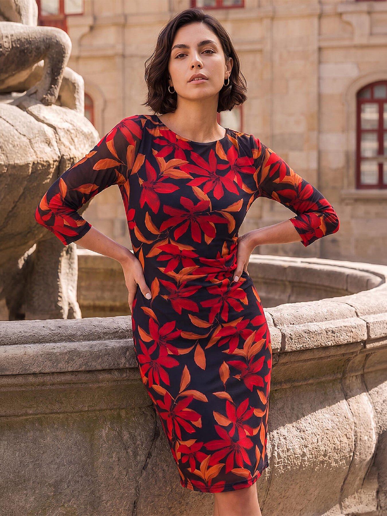 Image 1 of 4 of Roman Floral Print Dress