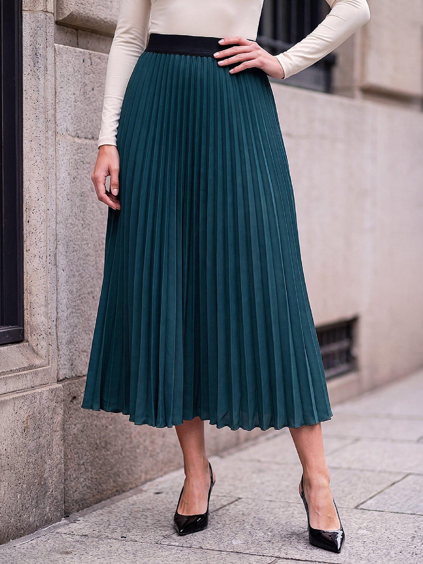 Image 1 of 4 of Roman Pleated Midi Skirt