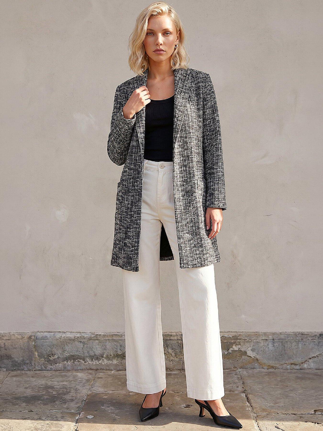 Image 4 of 4 of Roman Womens Petite Boucle Collared Patch Pocket Jacket - Black