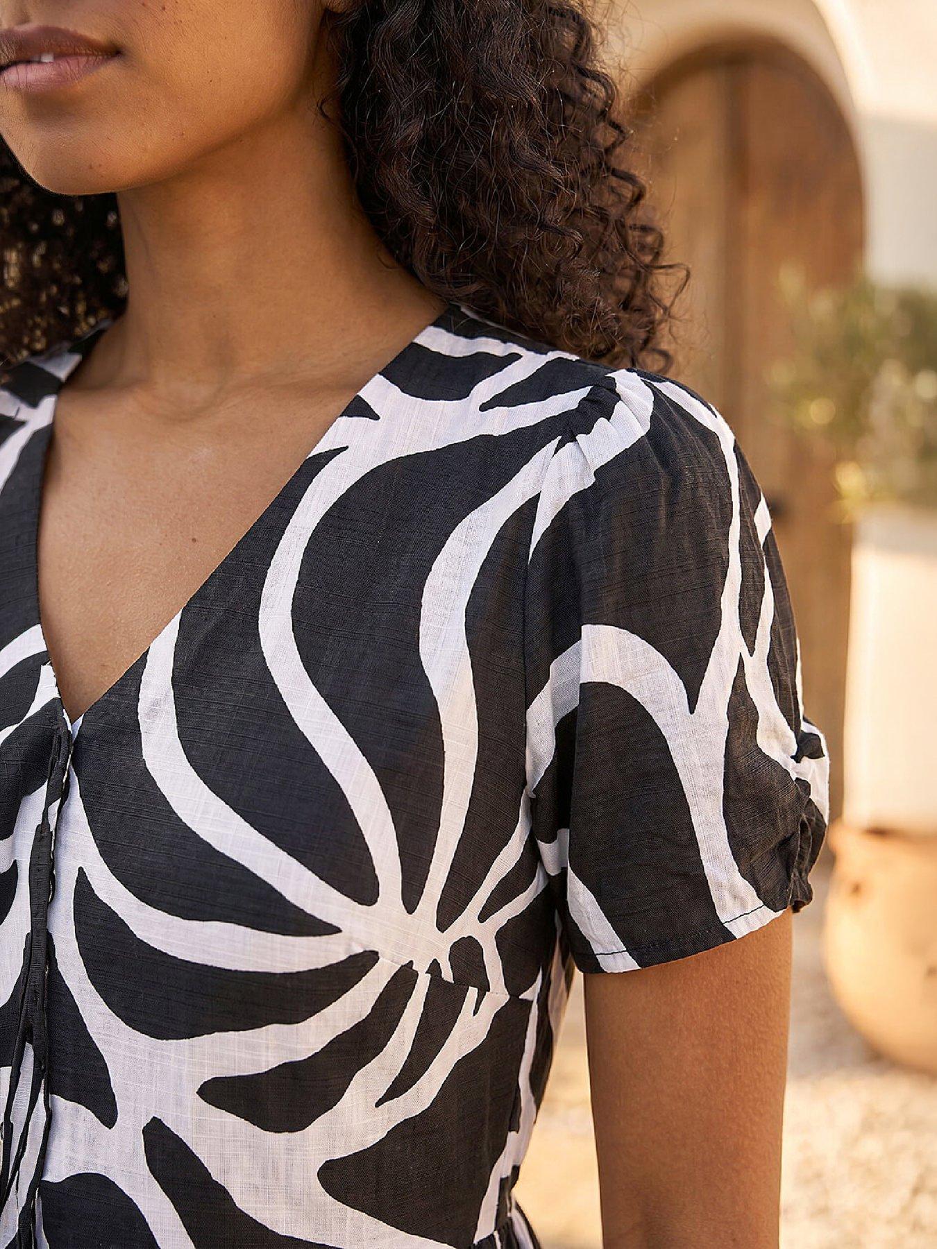 Image 2 of 4 of Roman Linear Border Shirt Dress