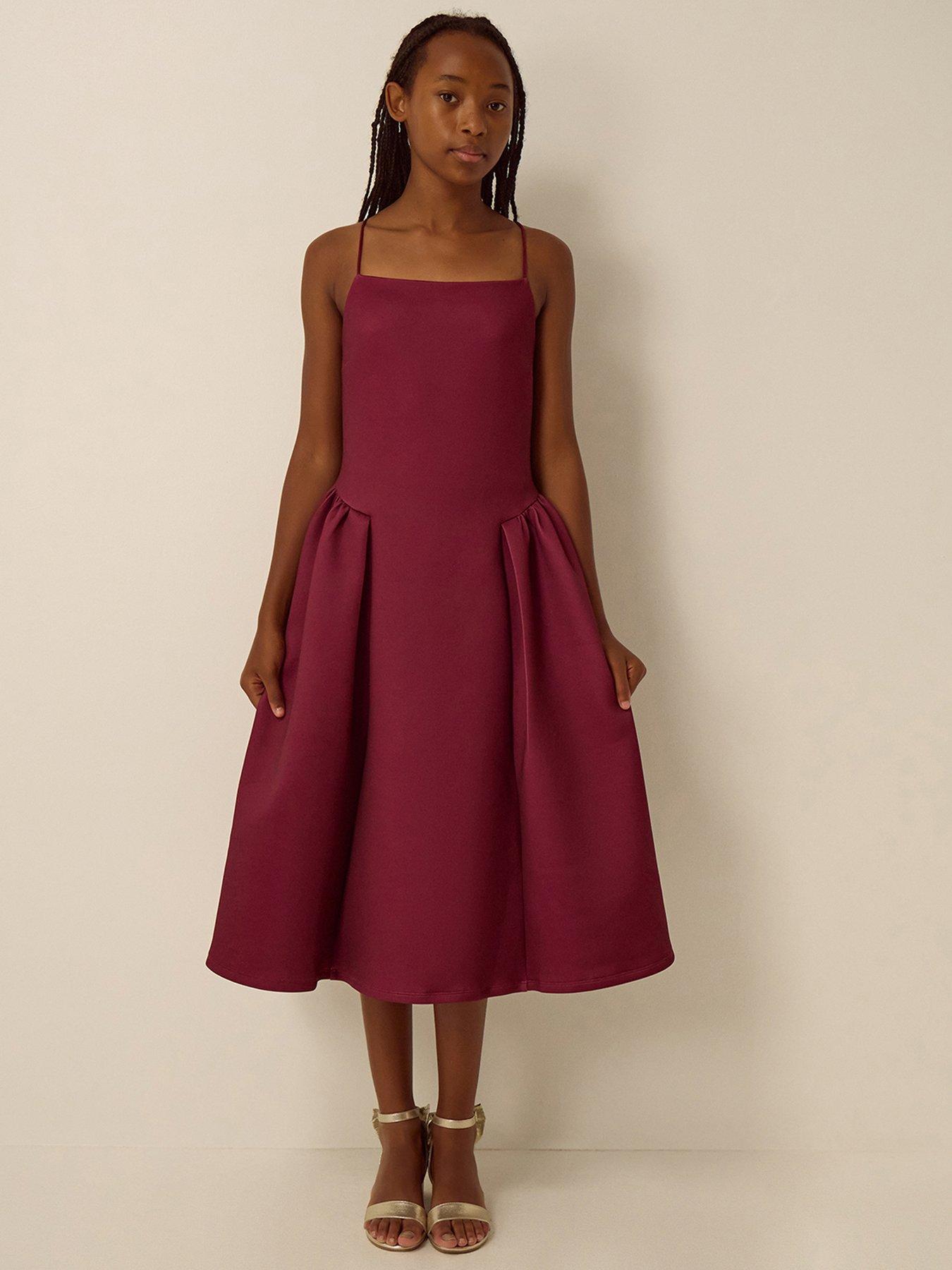 Image 1 of 4 of Monsoon Girls Teen Scuba Molly Prom Dress - Dark Red