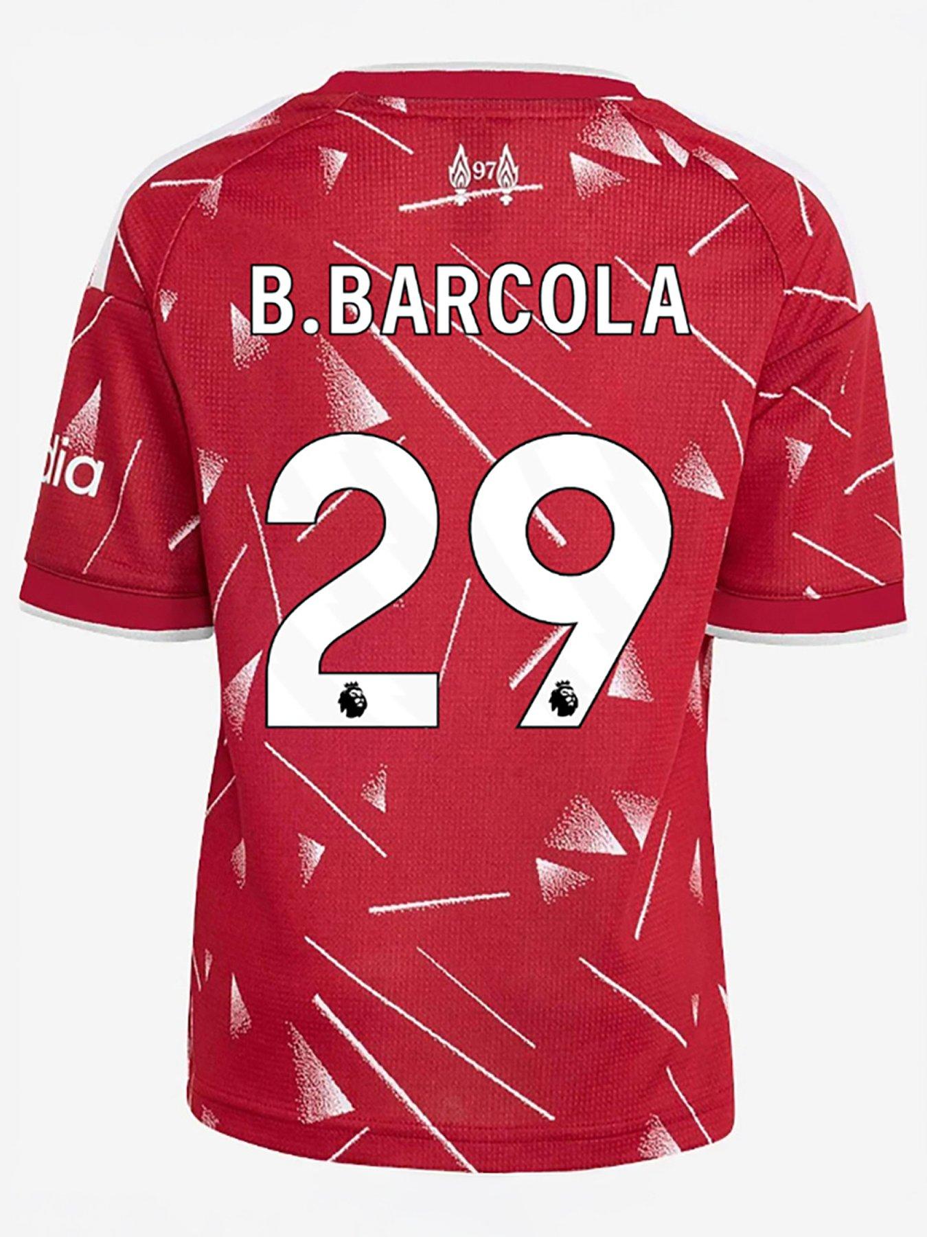 Image 1 of 2 of adidas Junior Liverpool Barcola 29 Home 26/27 Shirt - Red