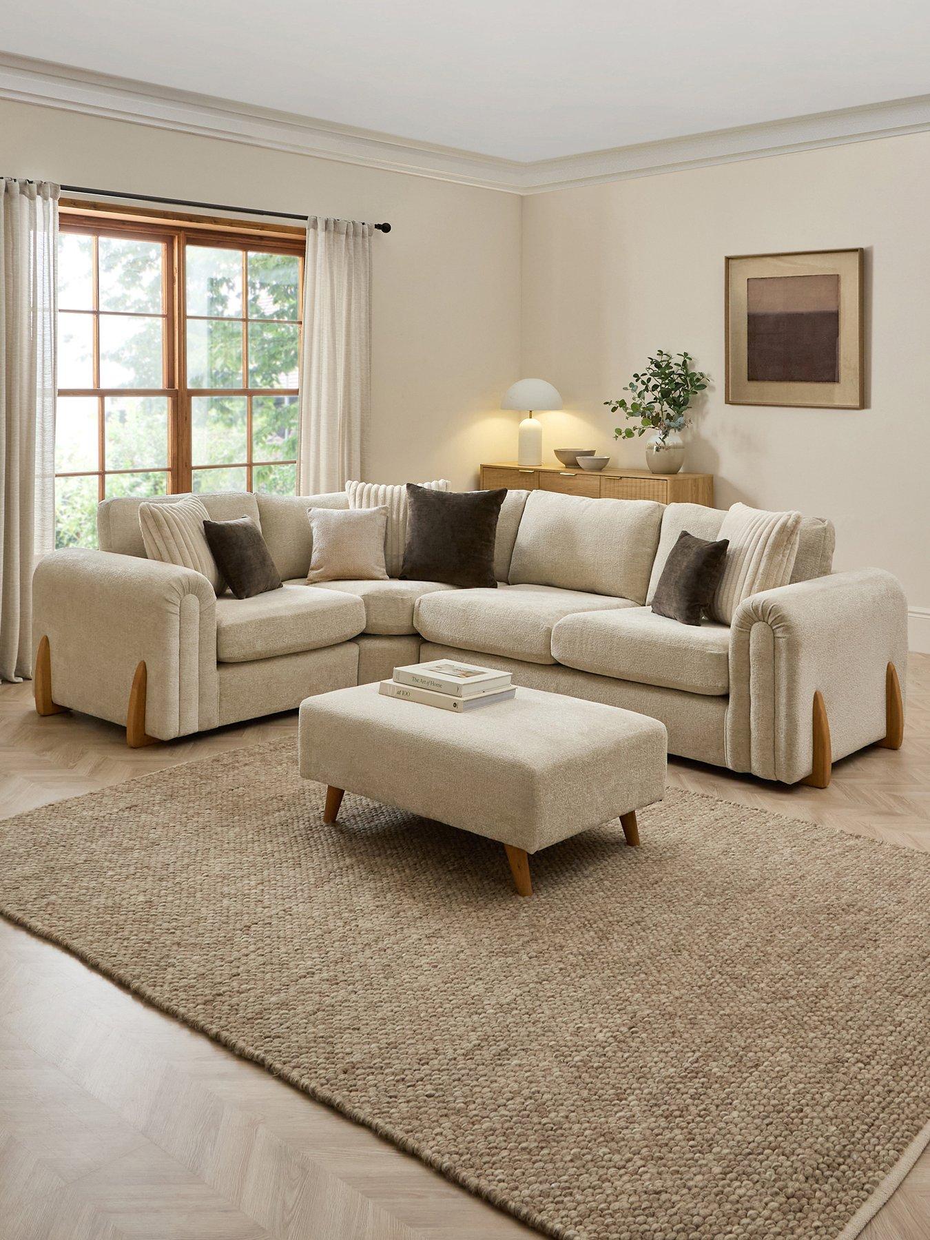 Image 1 of 7 of The Very Collection Alani Left Hand Double Arm Corner Group + Footstool Set (Buy &amp; SAVE!) - Made to Order in the UK