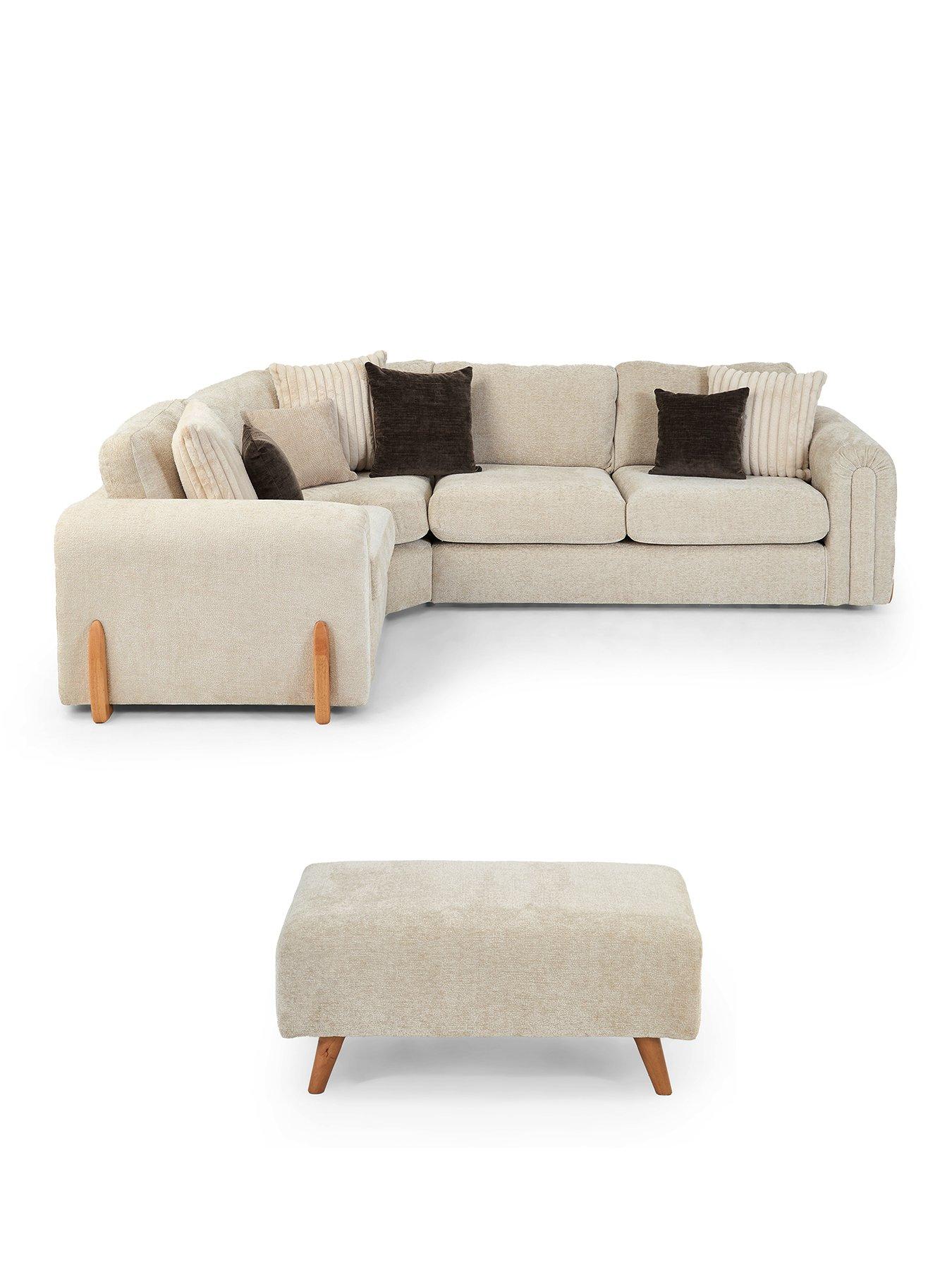 Image 2 of 7 of The Very Collection Alani Left Hand Double Arm Corner Group + Footstool Set (Buy &amp; SAVE!) - Made to Order in the UK