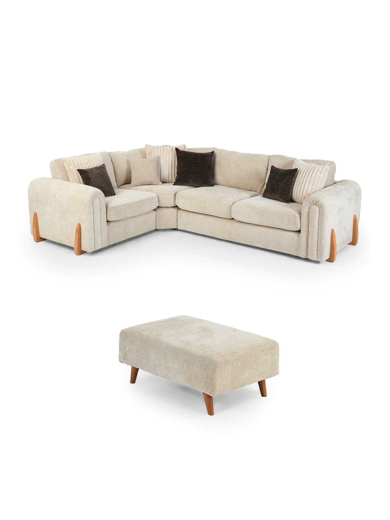 Image 3 of 7 of The Very Collection Alani Left Hand Double Arm Corner Group + Footstool Set (Buy &amp; SAVE!) - Made to Order in the UK