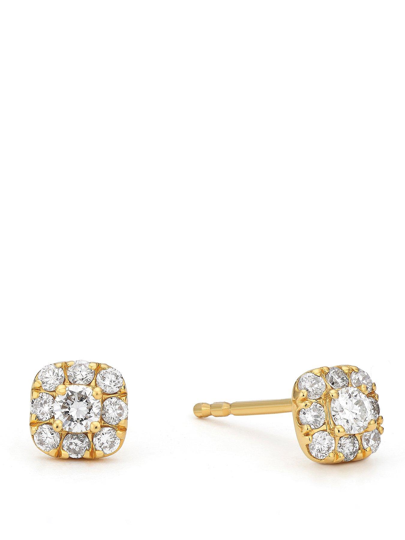 Image 1 of 2 of Harriet Womens Halo Lab-Grown Diamond Stud Earrings - Multi