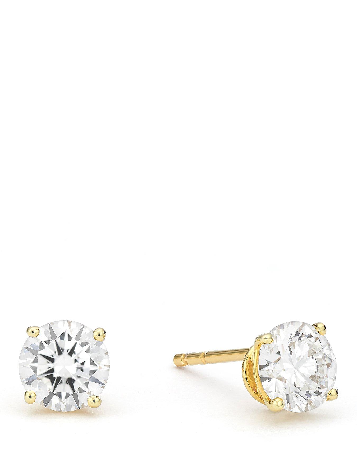 Image 1 of 2 of Harriet Harriet by Hsamuel 9ct Yellow Gold 1ct Lab-Grown Diamond Solitaire Stud Earrings