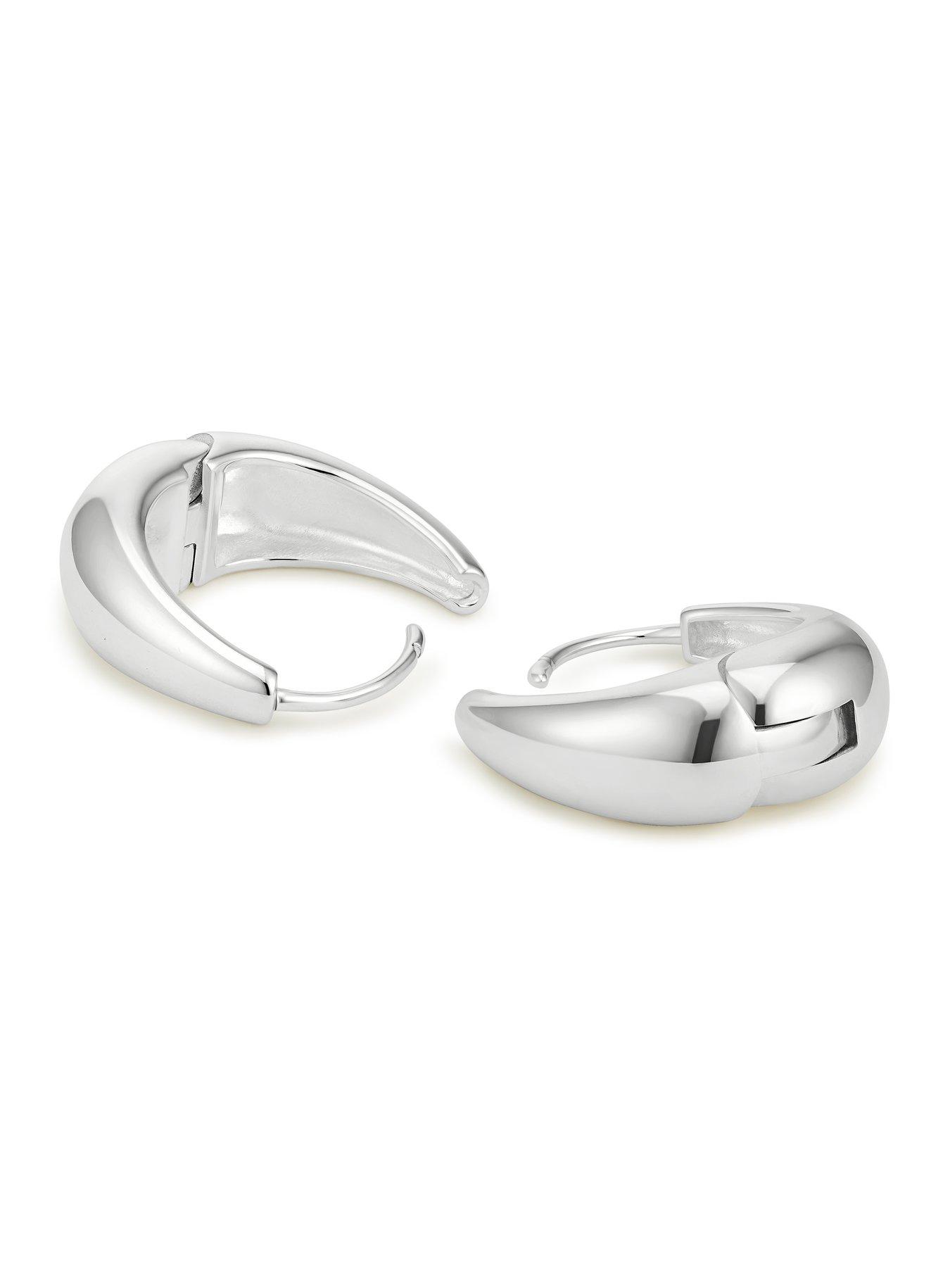 Image 2 of 2 of Ernest Jones Ernest Jones Sterling Silver Oval Shaped Graduated Hoop Earrings - Silver