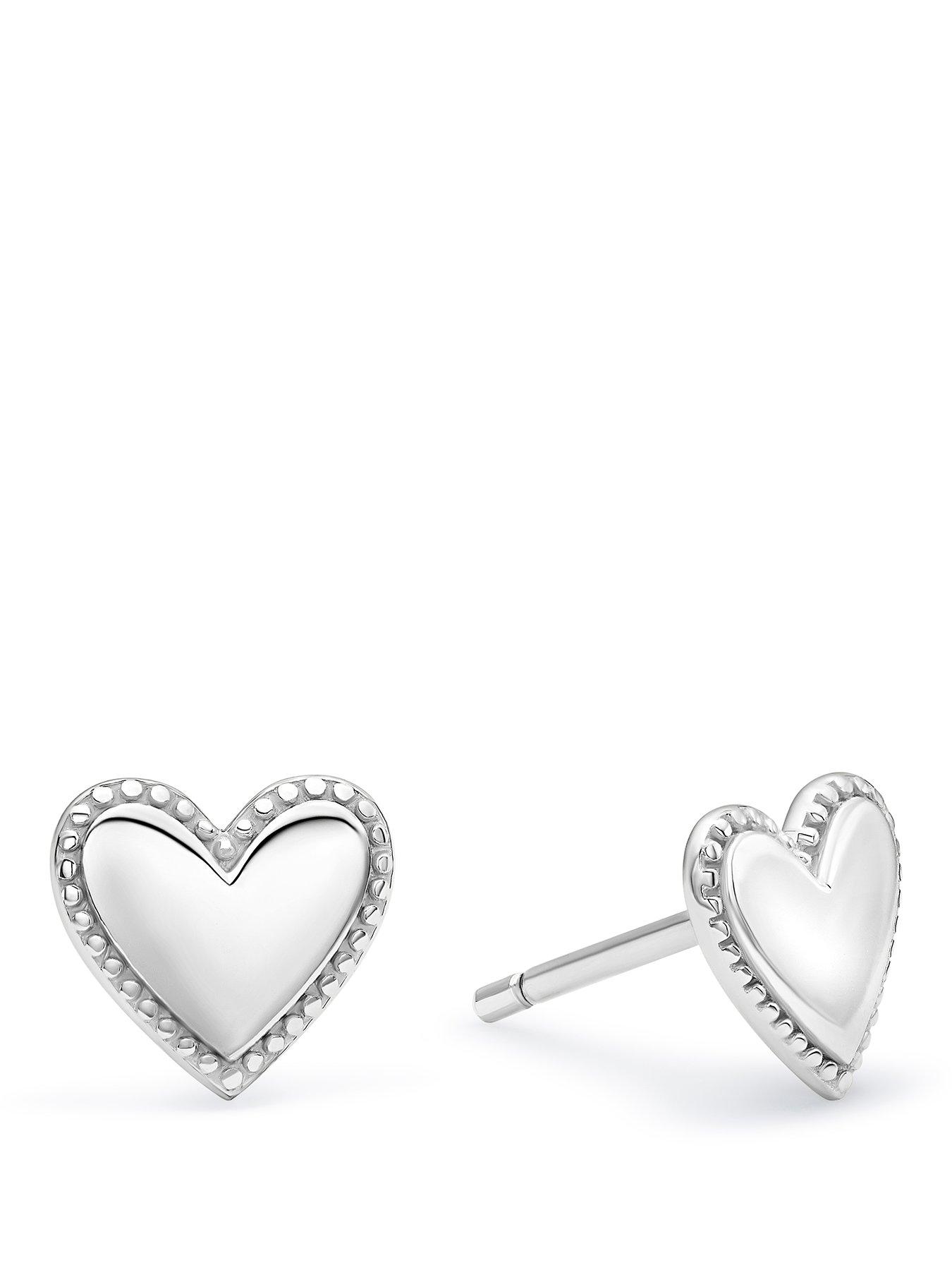 Image 1 of 2 of H. Samuel Sterling Silver Heart Beaded Edge Stud Earrings