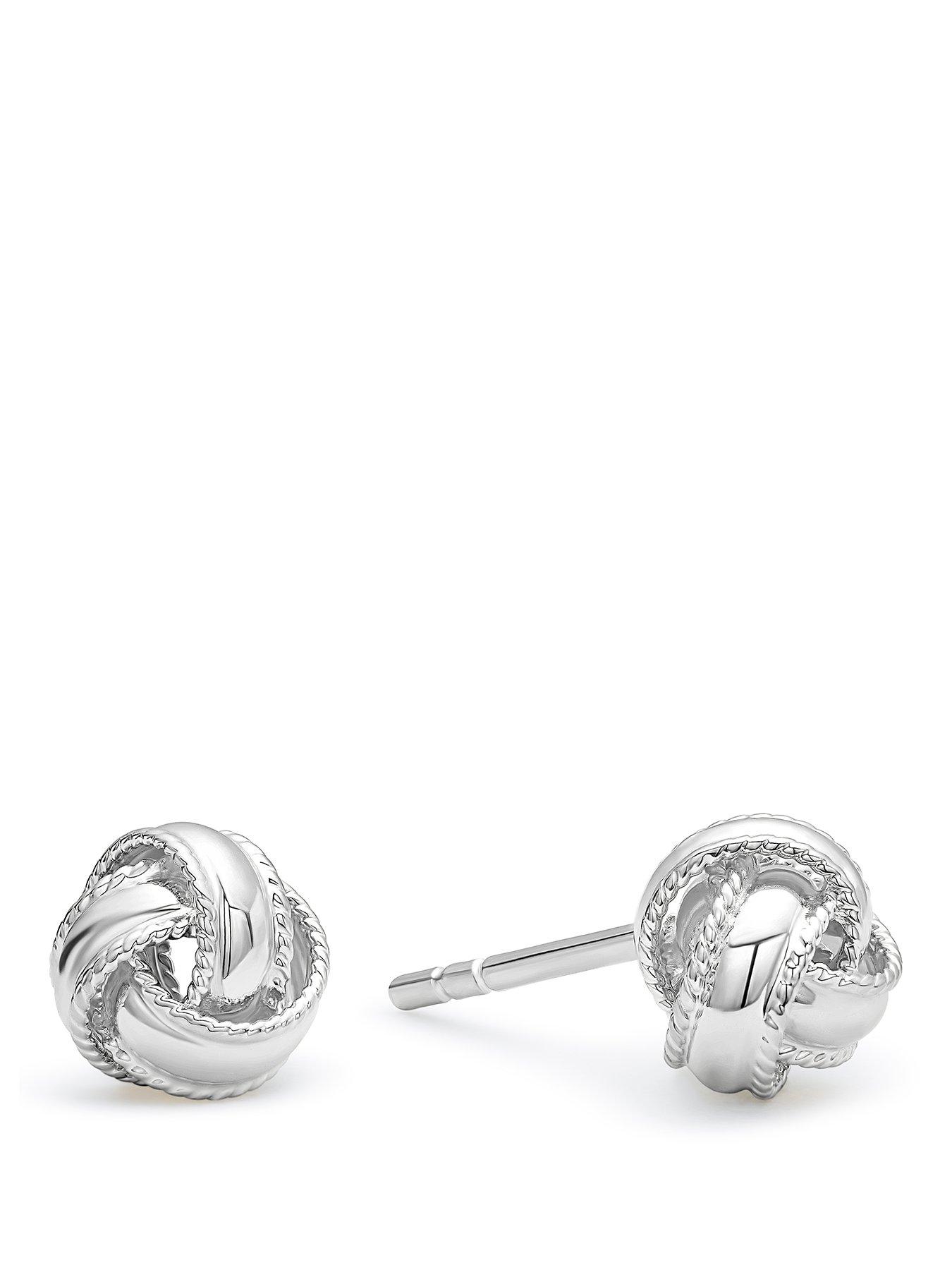 Image 1 of 2 of H. Samuel H. Samuel Textured Knot Butterfly Back Stud Earrings - Silver