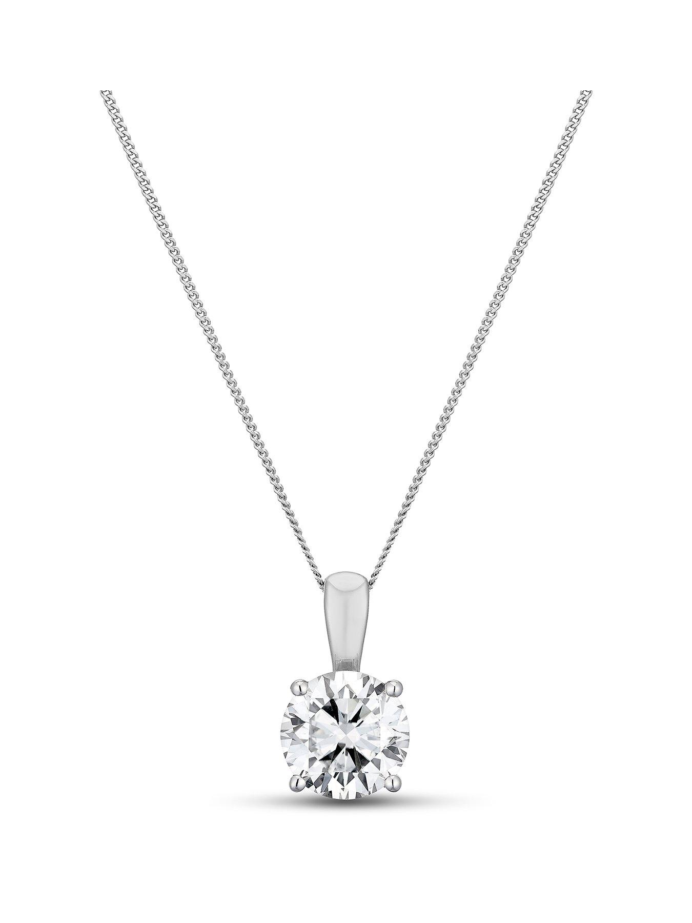 Image 1 of 3 of Harriet by Hsamuel 9ct White Gold 1ct Lab-Grown Diamond Solitaire Pendant Necklace