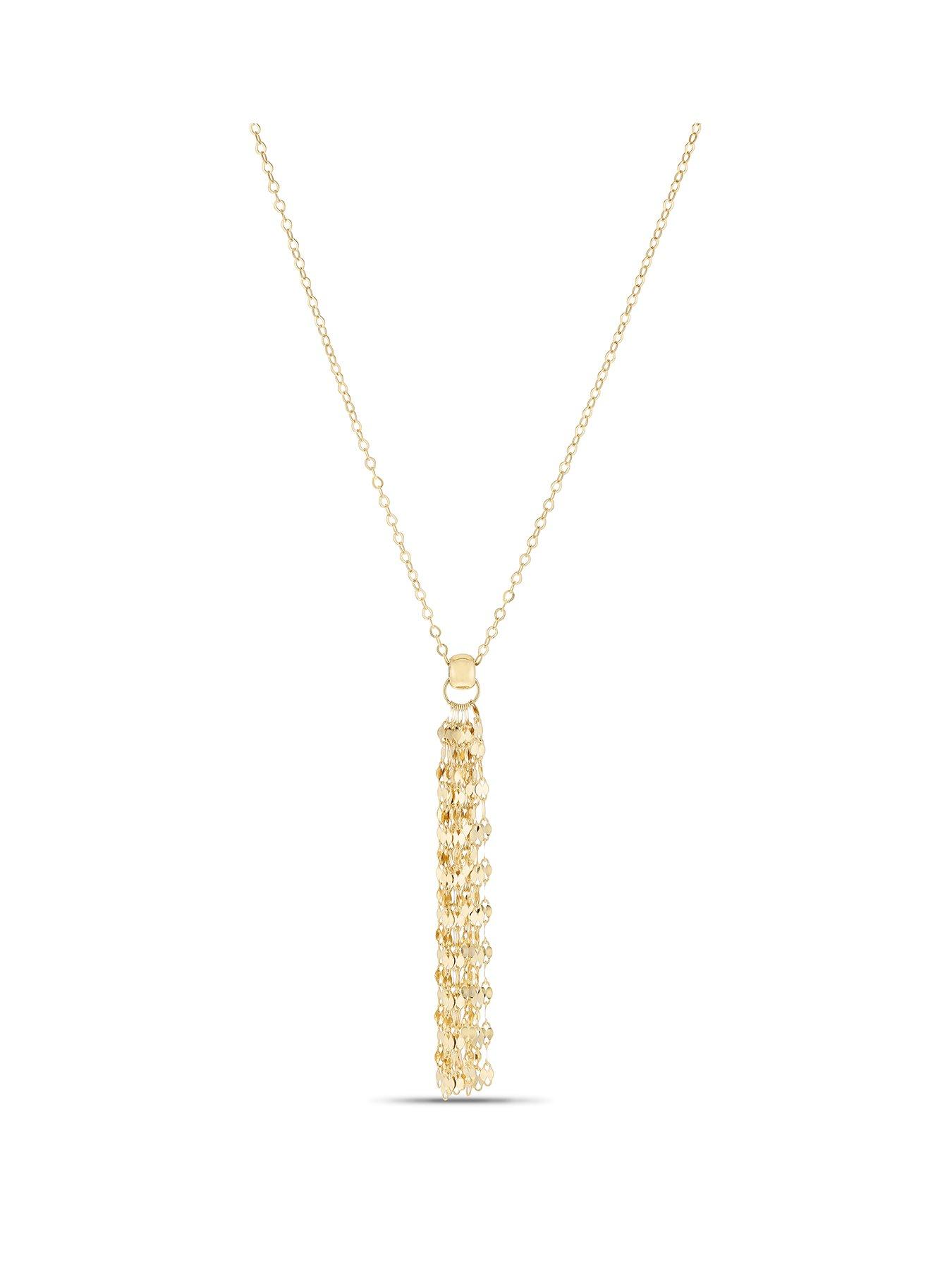 Image 1 of 3 of Ernest Jones Womens Tassel Strand Pendant Lobster Clasp Necklace - 9ct Yellow Gold